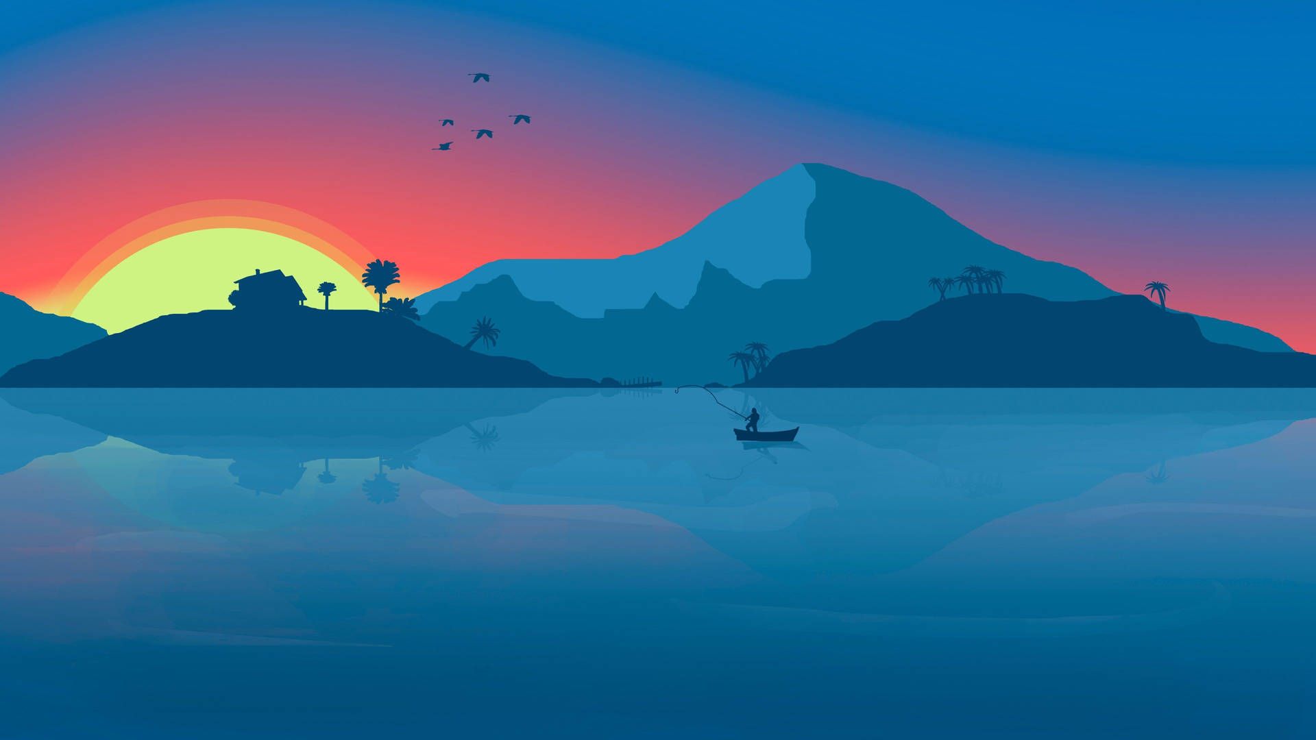 1920x1080 4k Minimalist Mountains Wallpaper