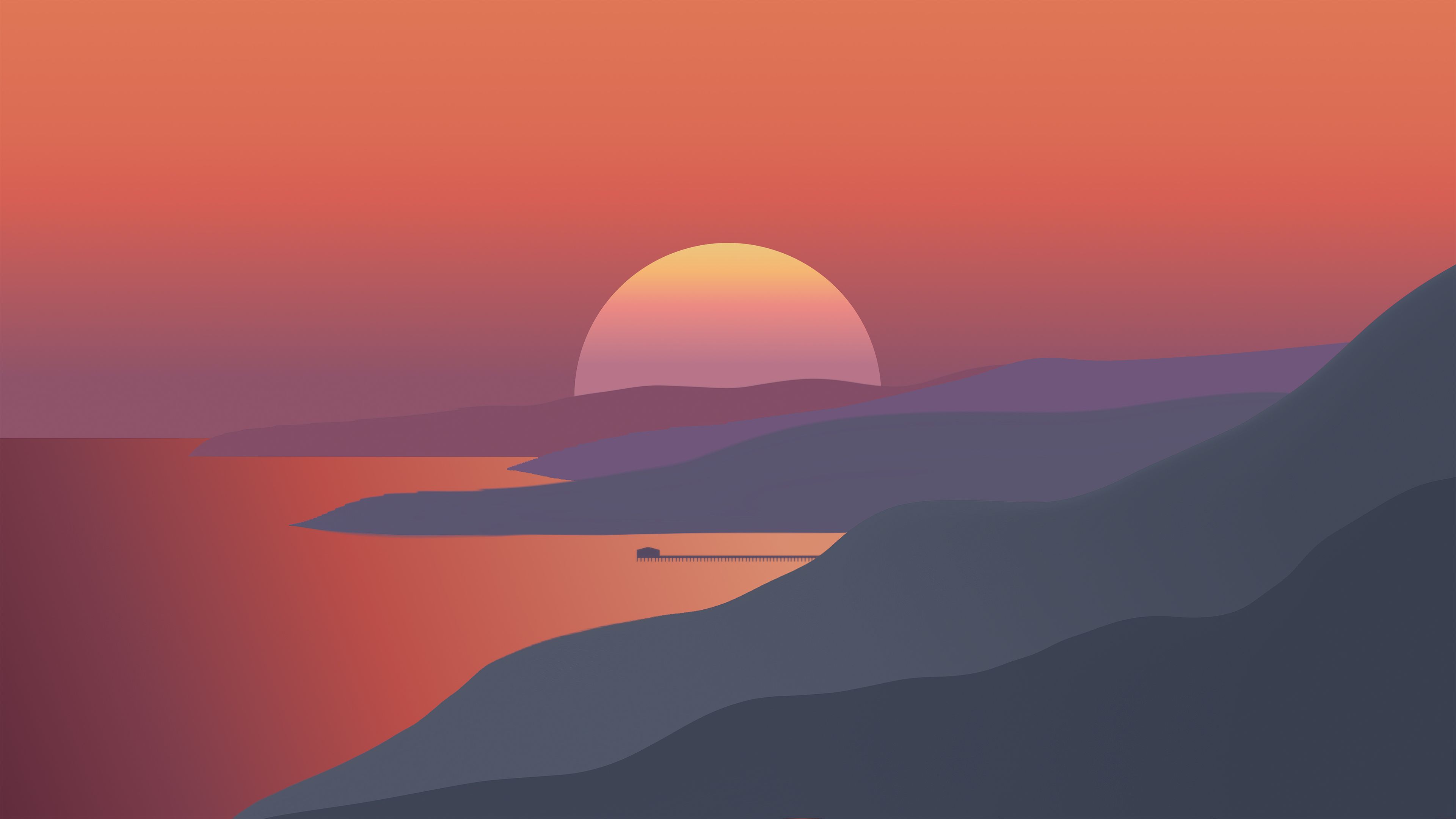 3840x2160 Minimalist Sunset