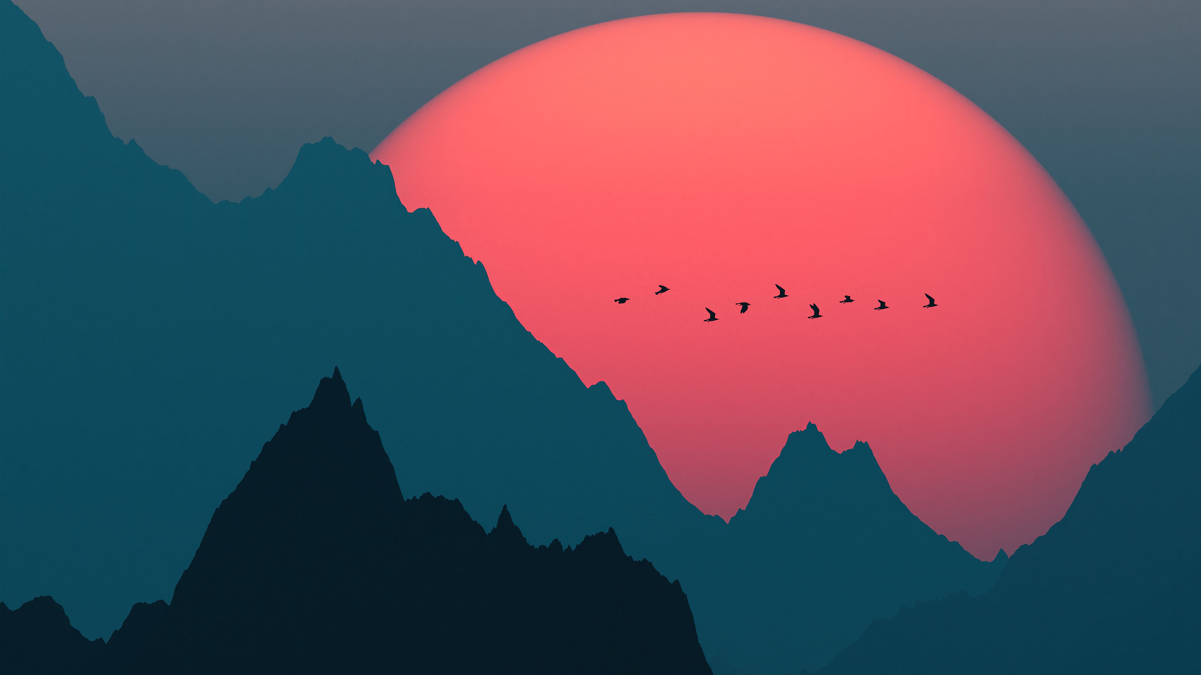 3840x2160 Sunset Minimalist Scenery Wallpaper 4K HD PC g
