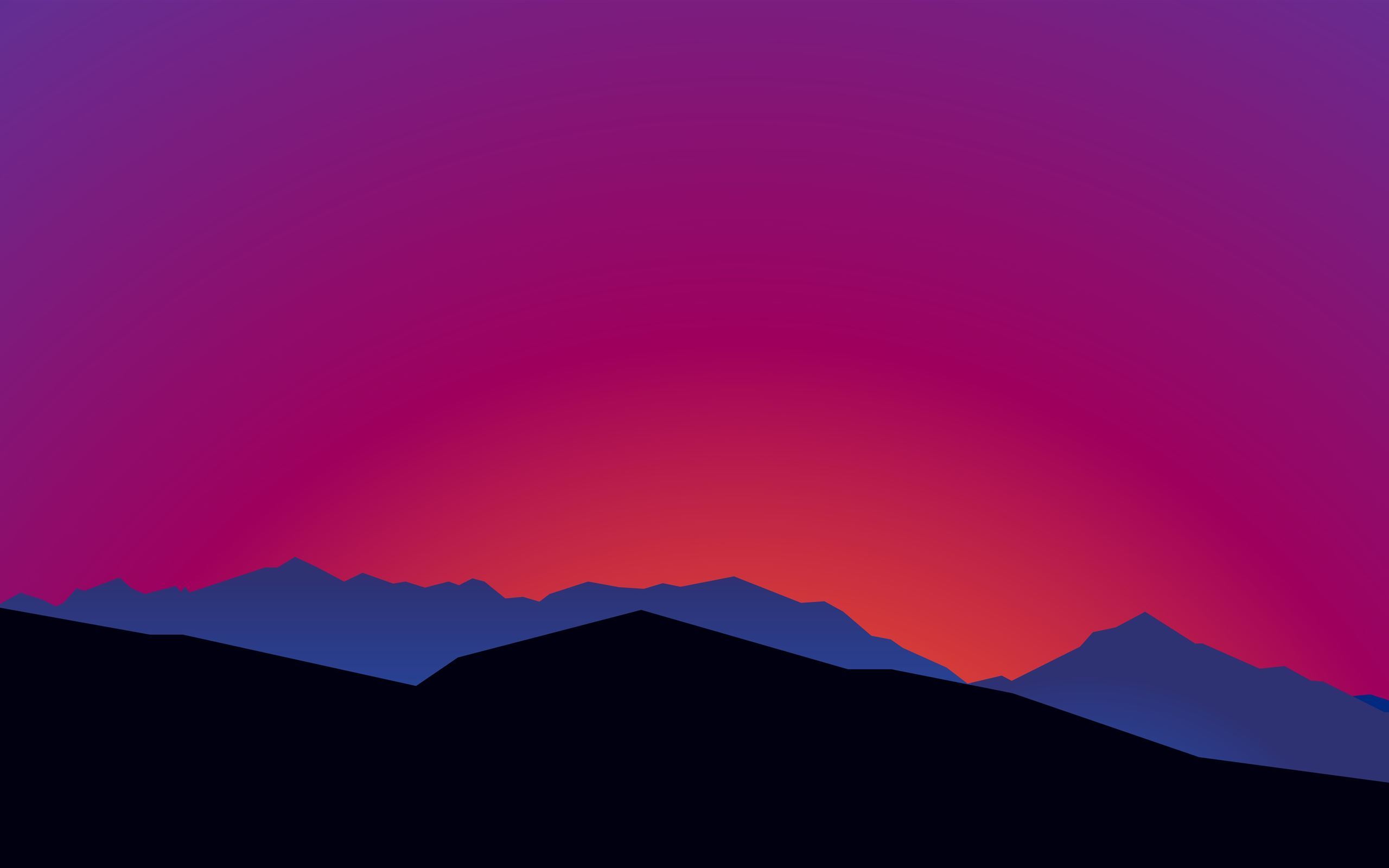 2560x1600 Mountains Silhouette Sunrise Minimalist For MacOS HD 4K