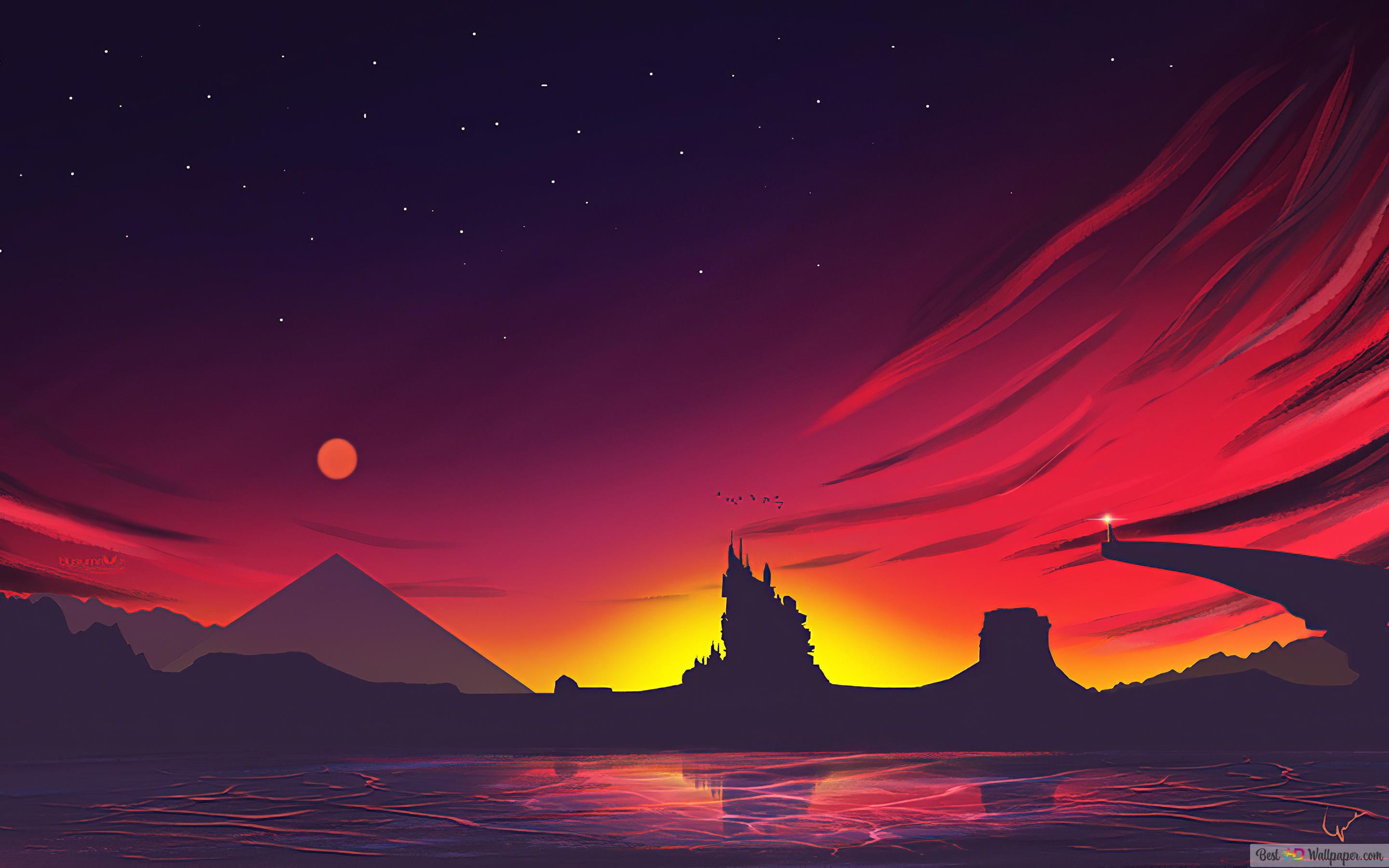 2880x1800 Sunset Minimalist 4K wallpaper download