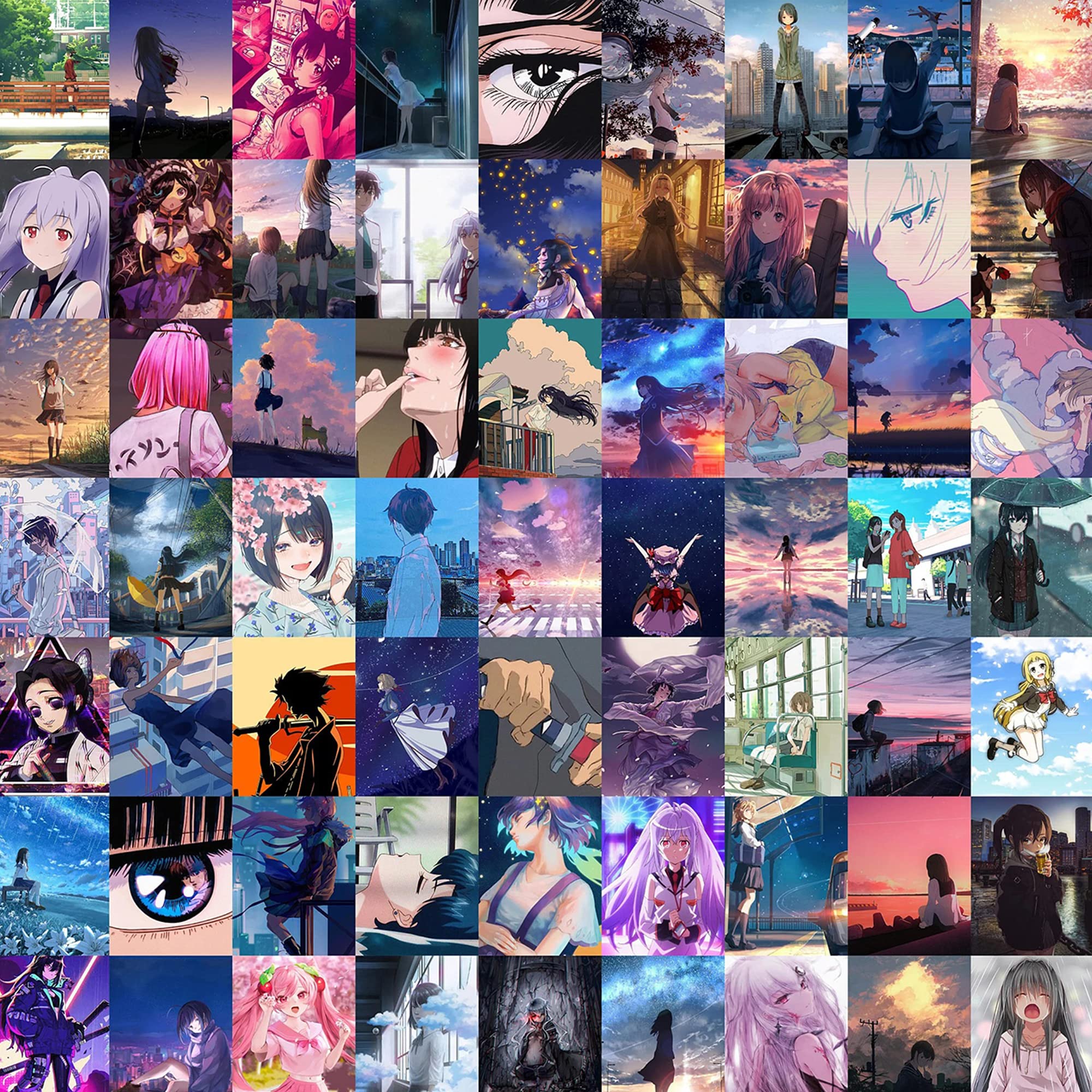2000x2000 Elaaj. Anime girls Aesthetic Wall Collage Kit. SET OF 60 Pastel Aesthetic Posters. Self Adhesive. Size 4×6 inches. A6. HD Print Quality. Glossy Finish. Room Decor
