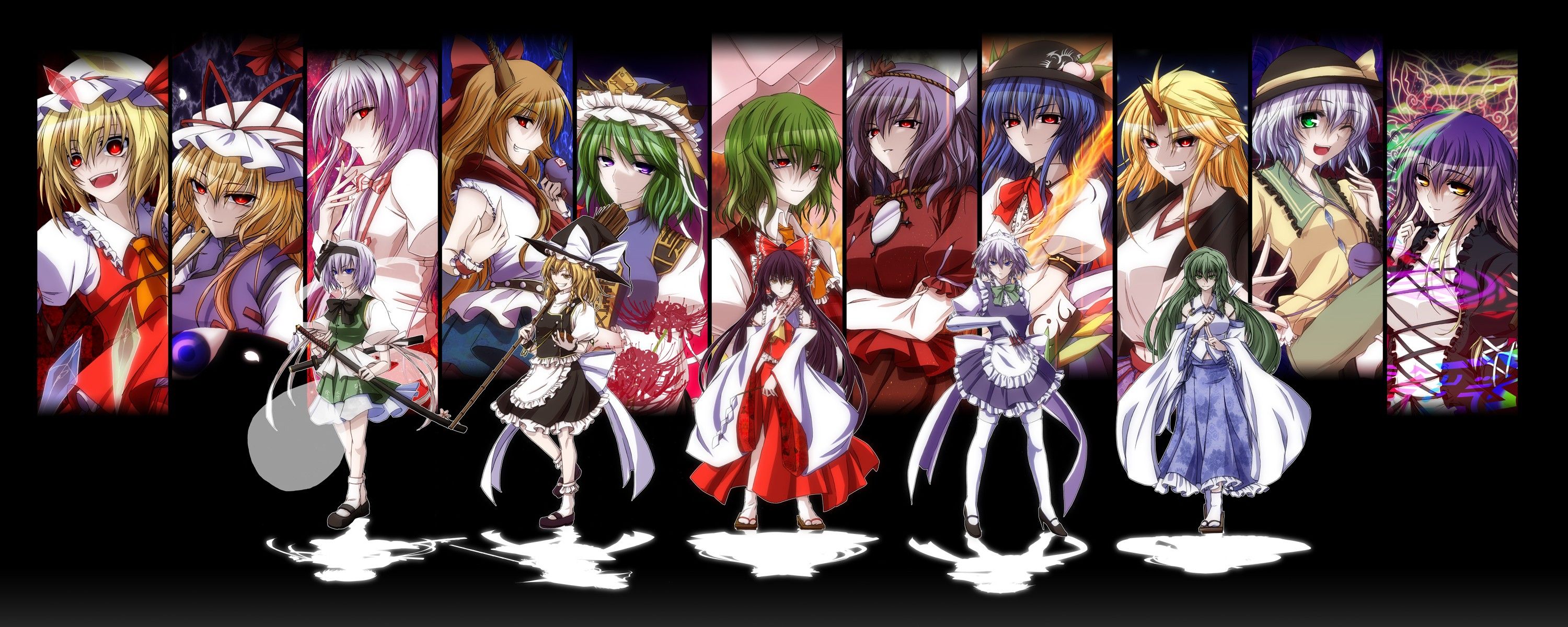 3000x1200 Anime Girl Collage Wallpaper