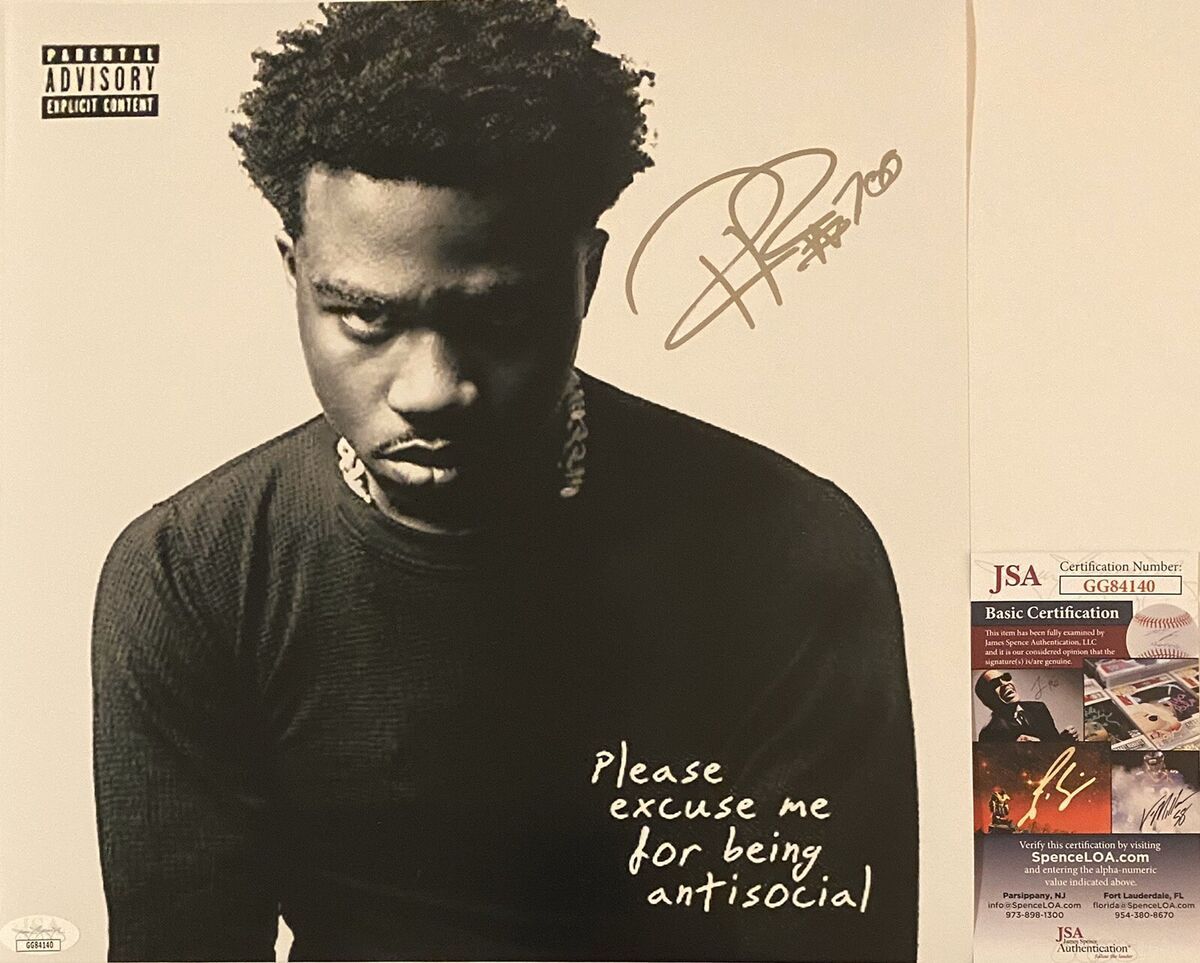 1200x963 Roddy Ricch Signed Please Excuse Me For Being Antisocial 12x12 Photo JSA COA