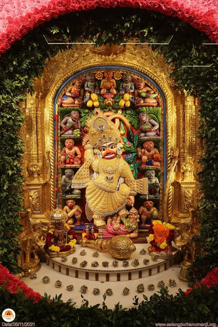 736x1104 Kashtbhanjan Temple: A sacred shrine adorned with statues and flowers. Jay shree ganesh HD wallpaper