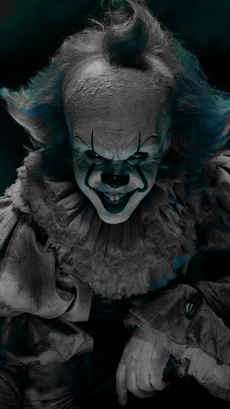 800x1422 It, clown, colorful, dark, darkness, devil, horror, scary, sky blue, HD phone wallpaper