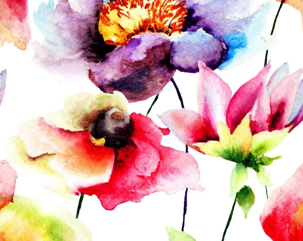 1000x797 Watercolour Flowers Wall Mural Wallpaper Mural