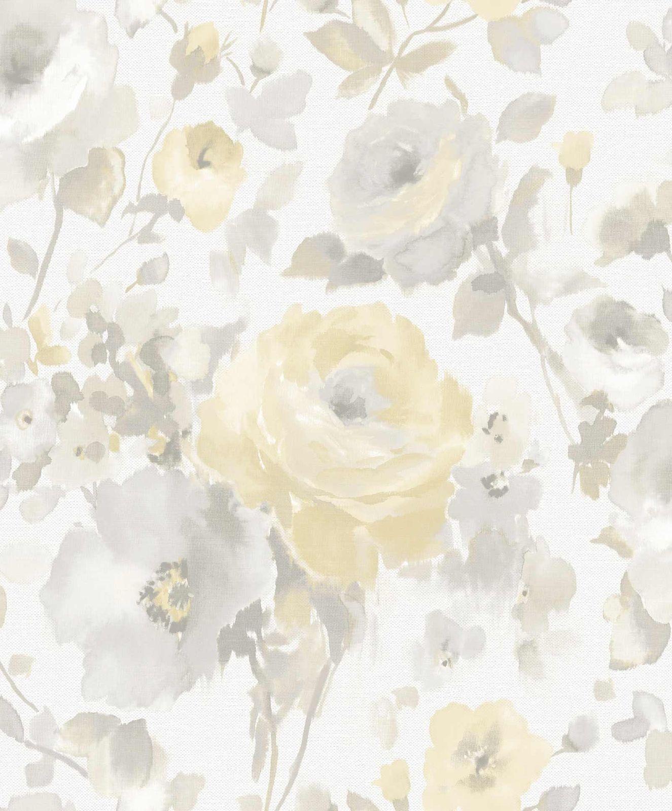 1325x1600 Wallpaper Vinyl Flowers Watercolour white grey SN3001