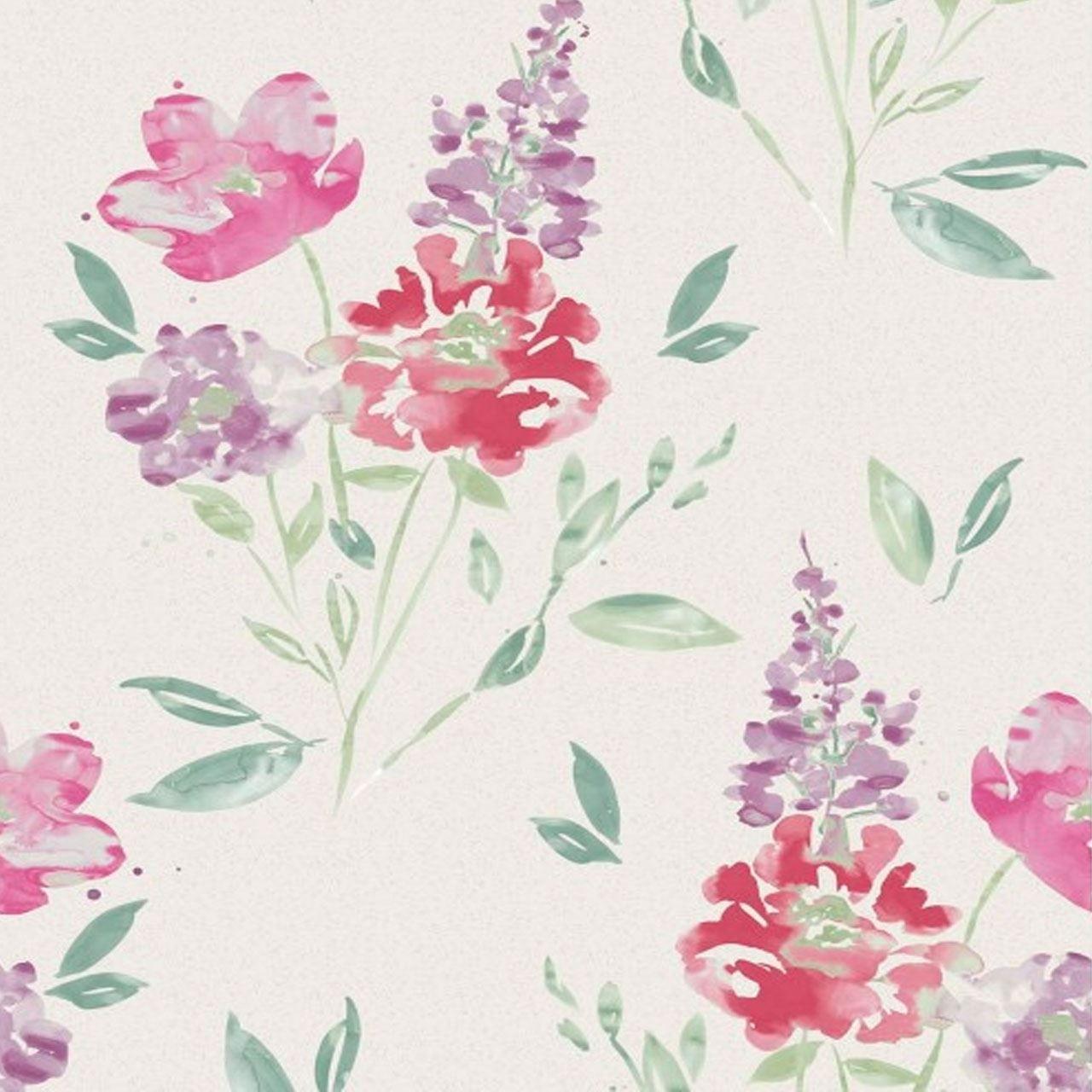 1280x1280 White Red Green Floral Glitter Wallpaper Vinyl Flower Watercolour
