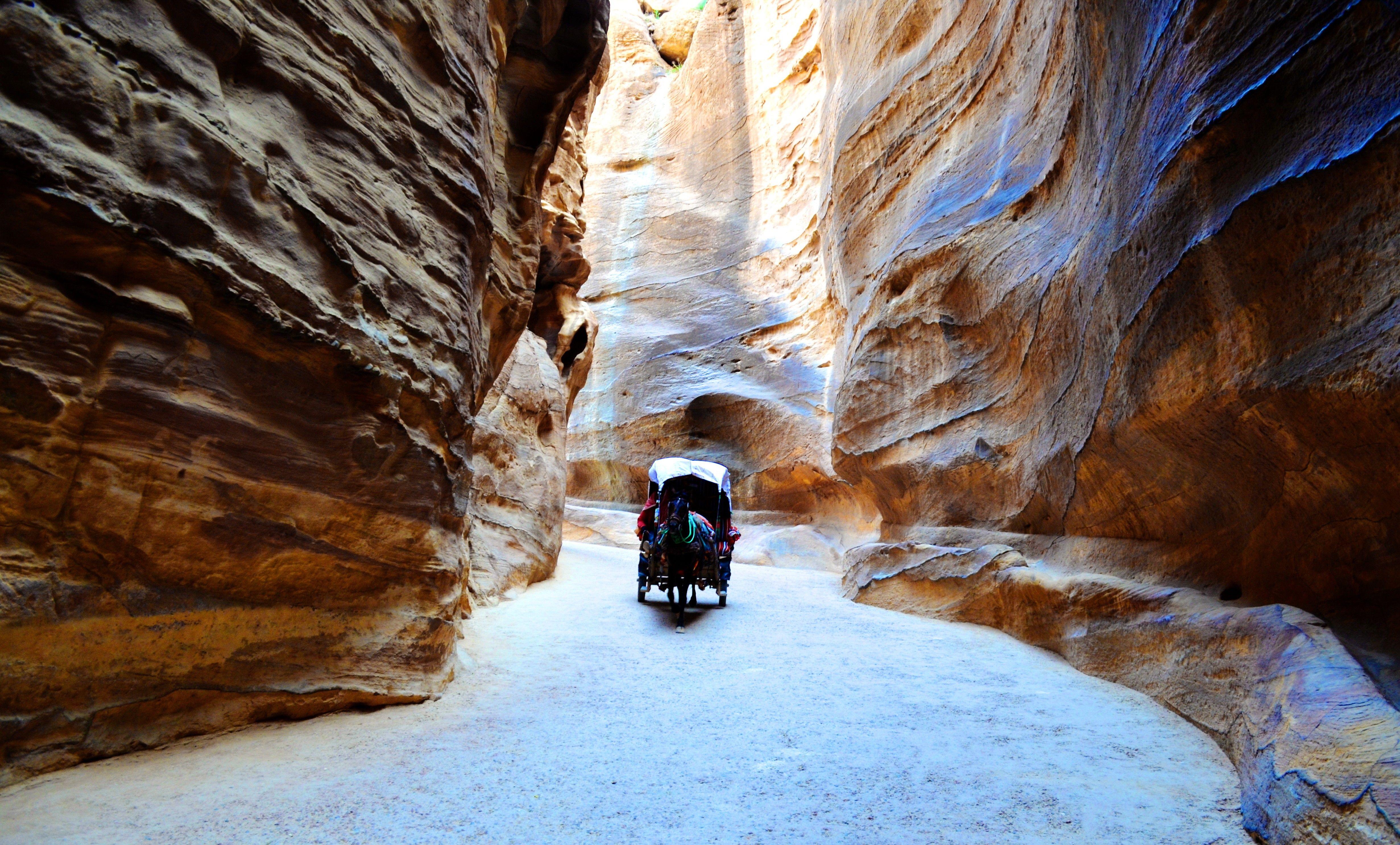 4924x2972 Wallpaper Jordan, Petra, rocks, horse, 4k, Travel