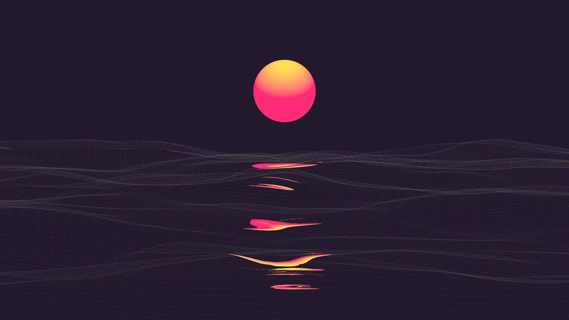 1920x1080 Neon Dark Sunset Wallpaper