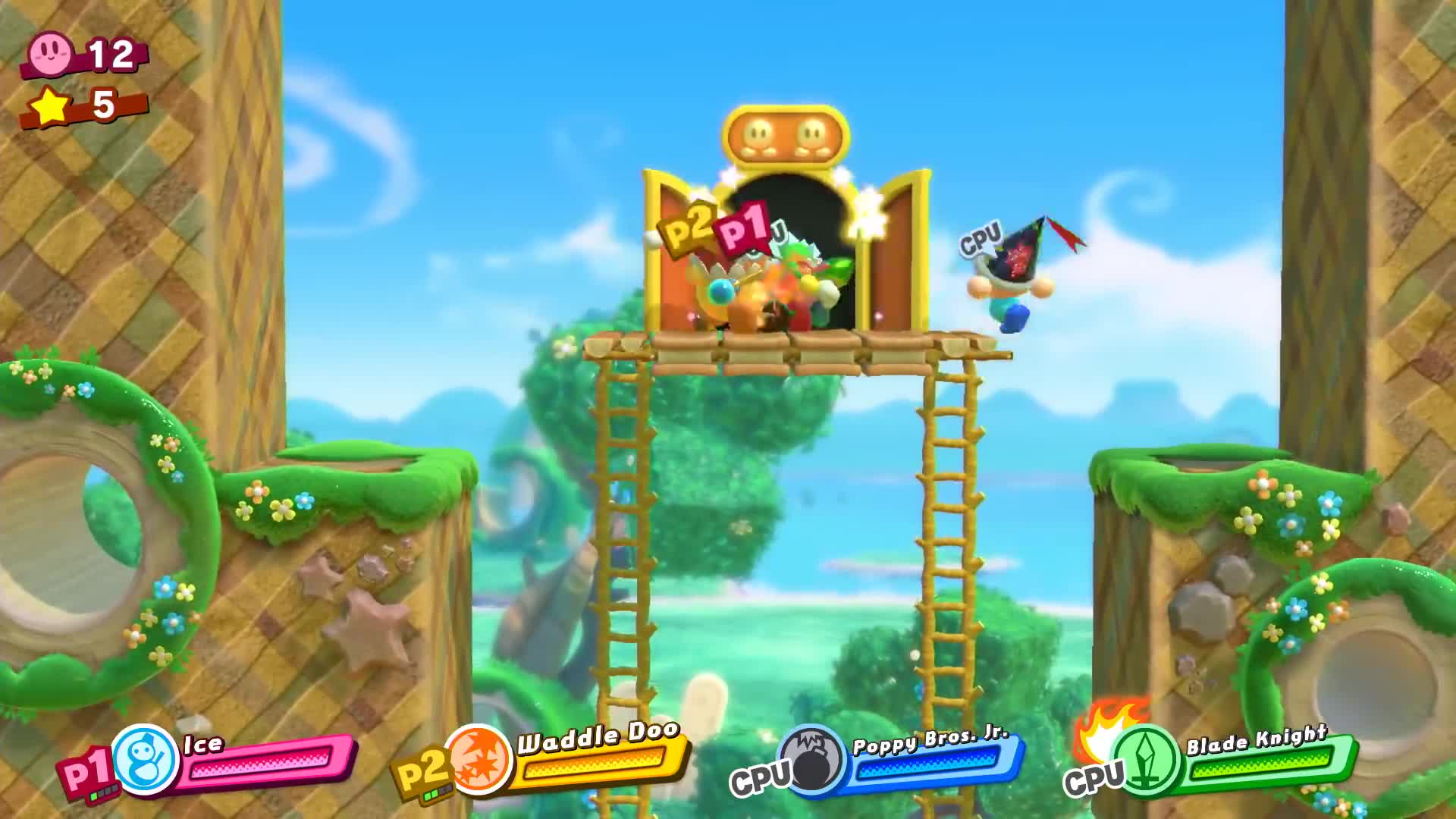 1920x1080 Kirby: Star Allies Gameplay Woods Boss Fight GIF