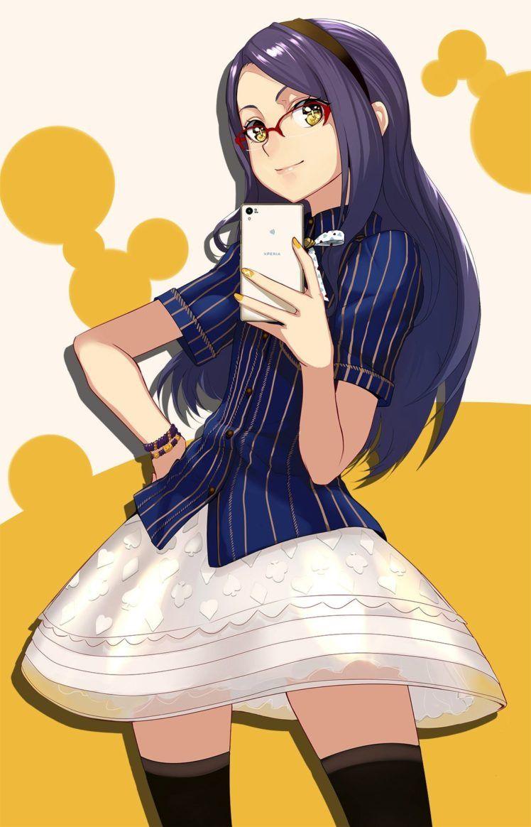 748x1164 glasses, Anime girls, Thigh highs, Original characters Wallpaper