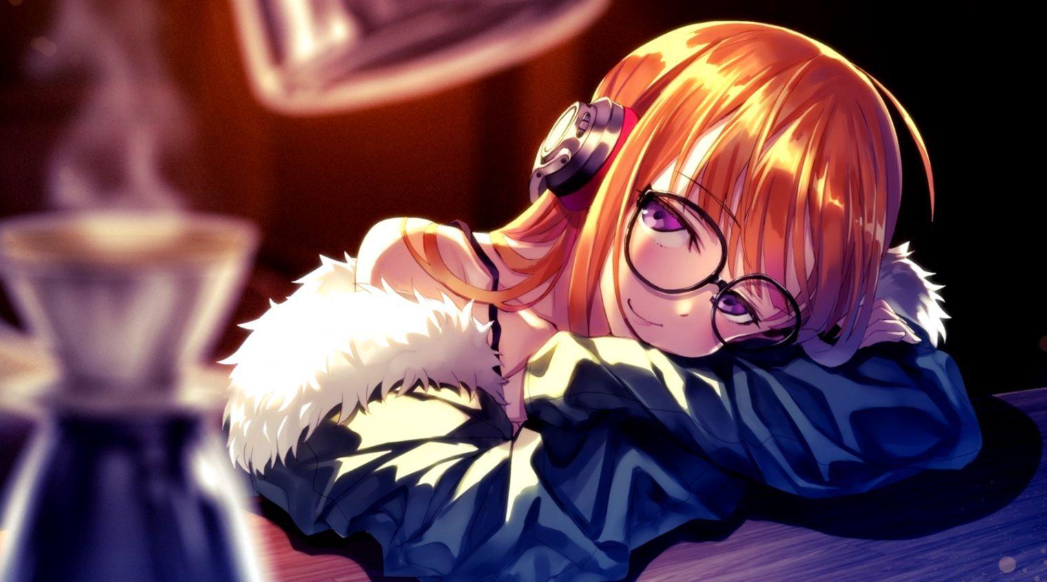 1520x846 Anime Girls Glasses Headphones Sakura Futaba Long Hair 5