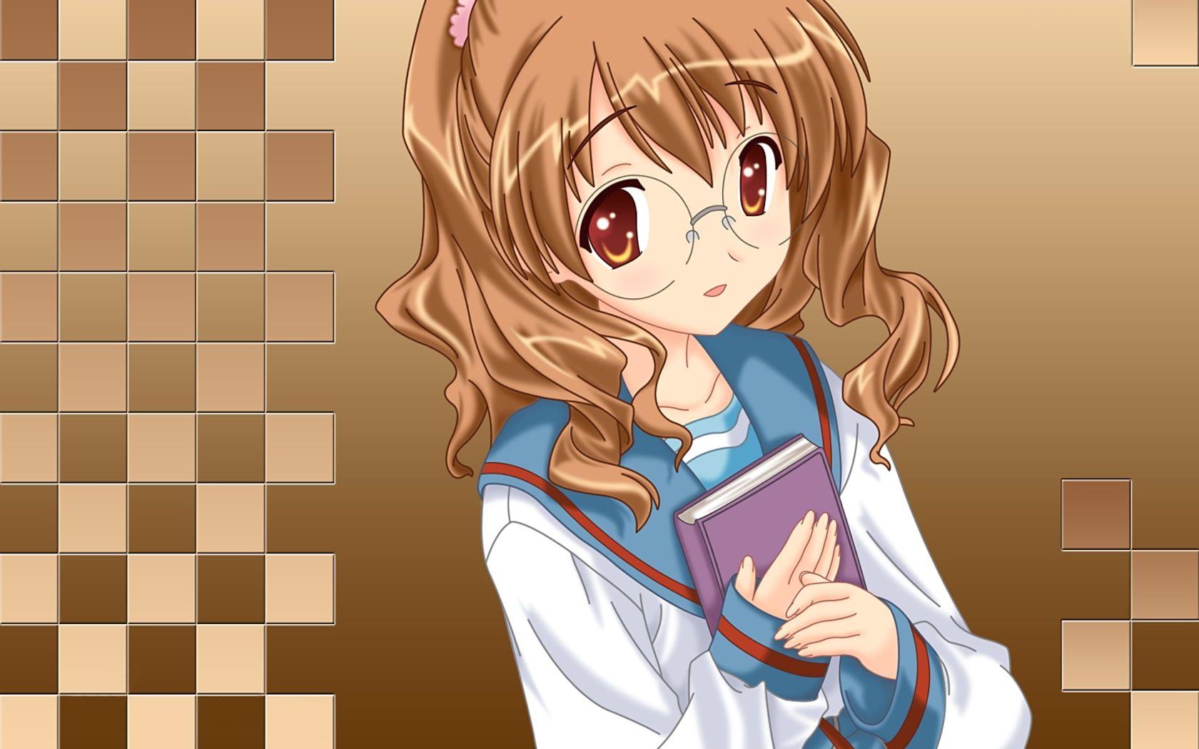 1680x1050 Anime girl wearing glasses character HD wallpaper