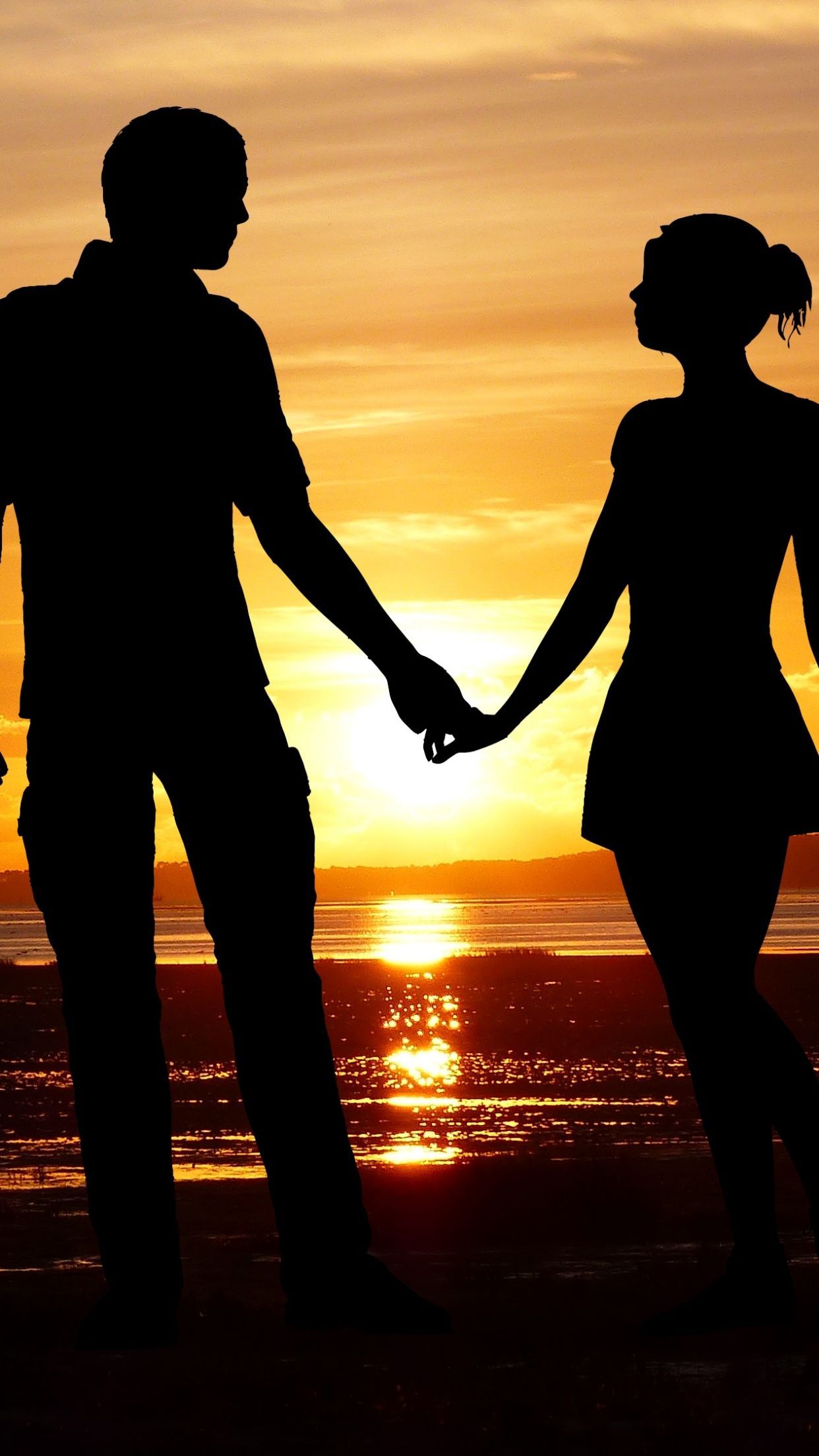 1242x2208 Couple Wallpaper 4K, Seascape, Beach, Romantic