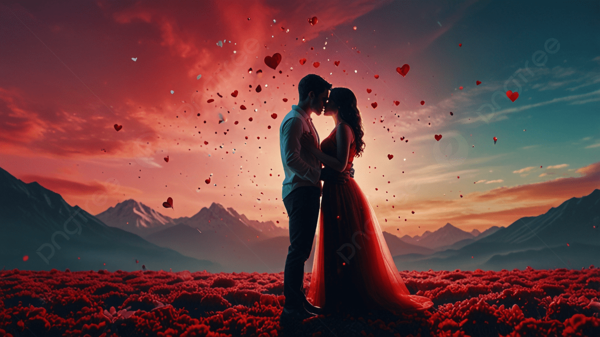 1200x674 A Young Couple Romance And Kiss In Valentine S Day, Romance, Valentines Day, Couple Romance Background Image And Wallpaper for Free Download