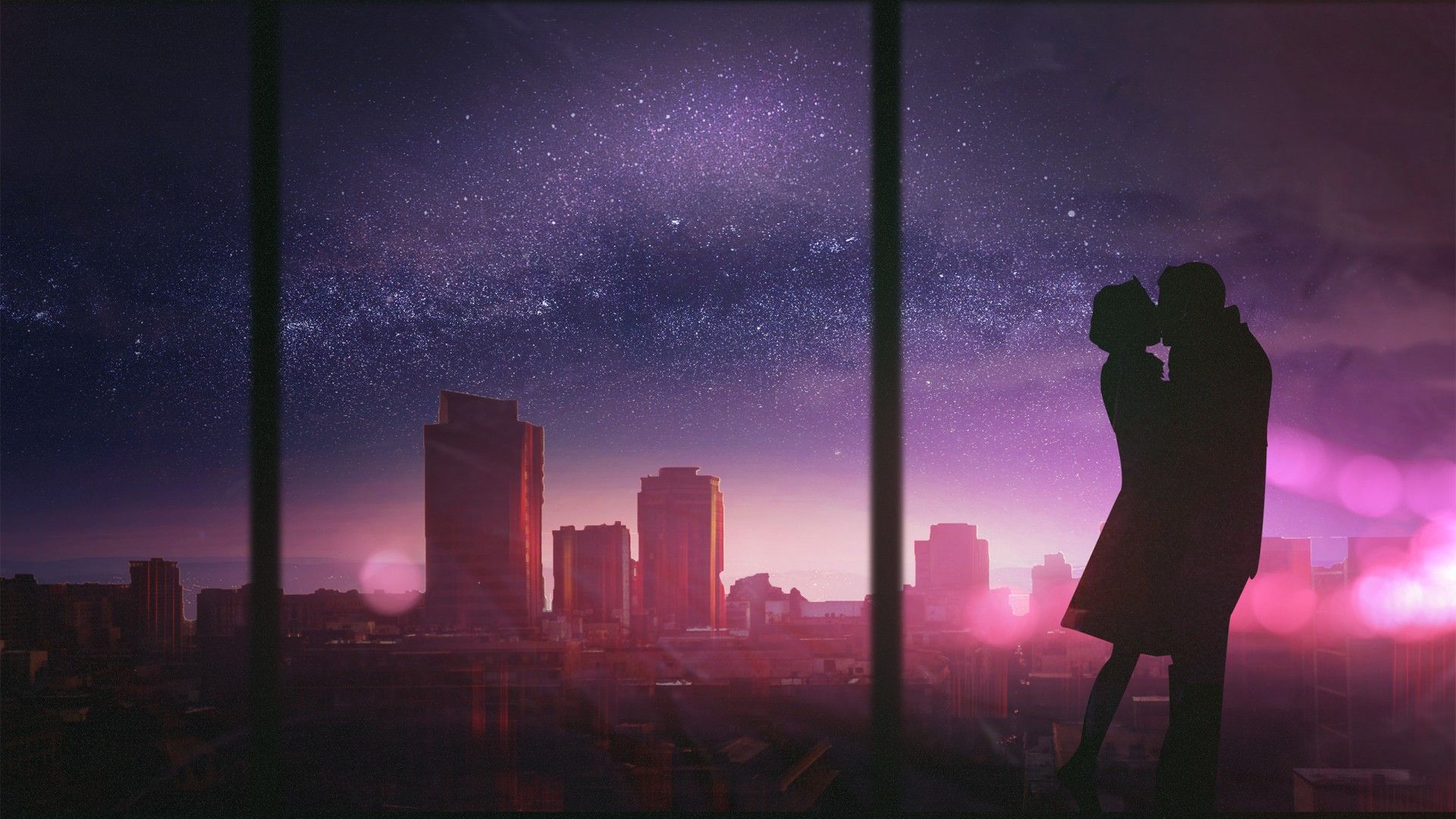 1920x1080 Young Couple First Kiss Wallpaper