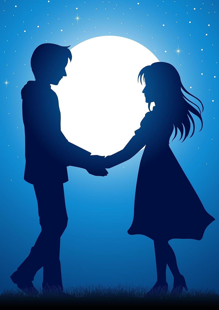 850x1202 Young couple holding hands under the moonlight, anime holding hands HD phone wallpaper