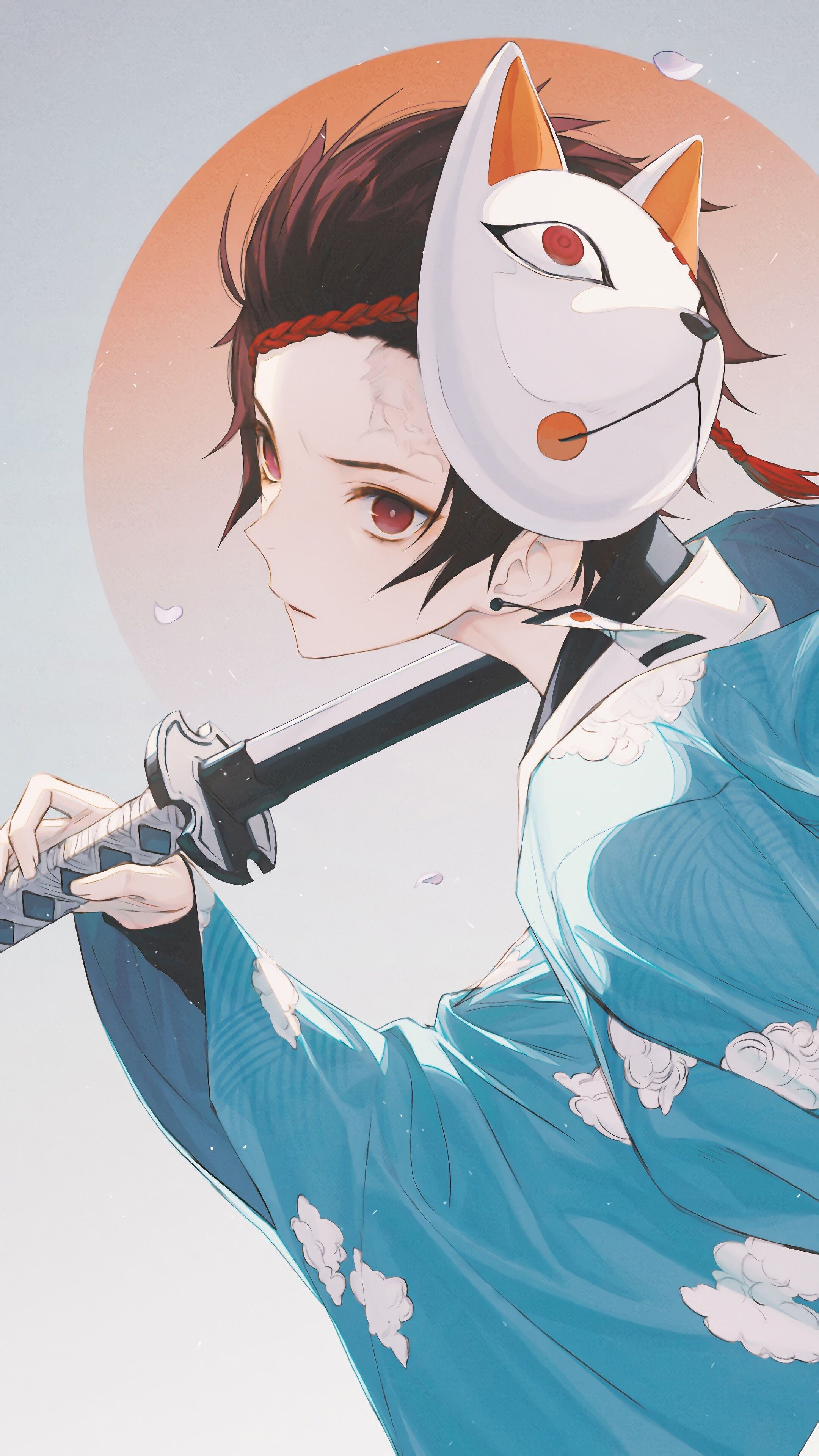 2160x3840 Tanjiro Kamado, Katana, Mask, Kimetsu no Yaiba, 4k HD Phone Wallpaper