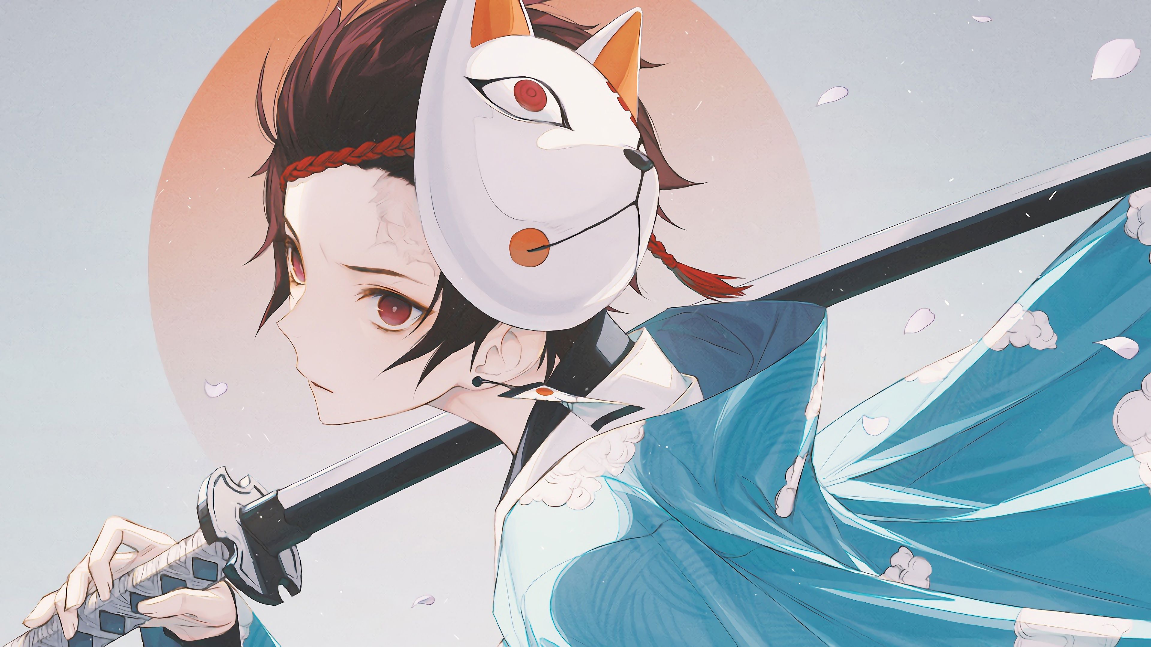 3840x2160 Tanjiro Kamado, Katana, Mask, Kimetsu no Yaiba, 4K, HD Wallpaper