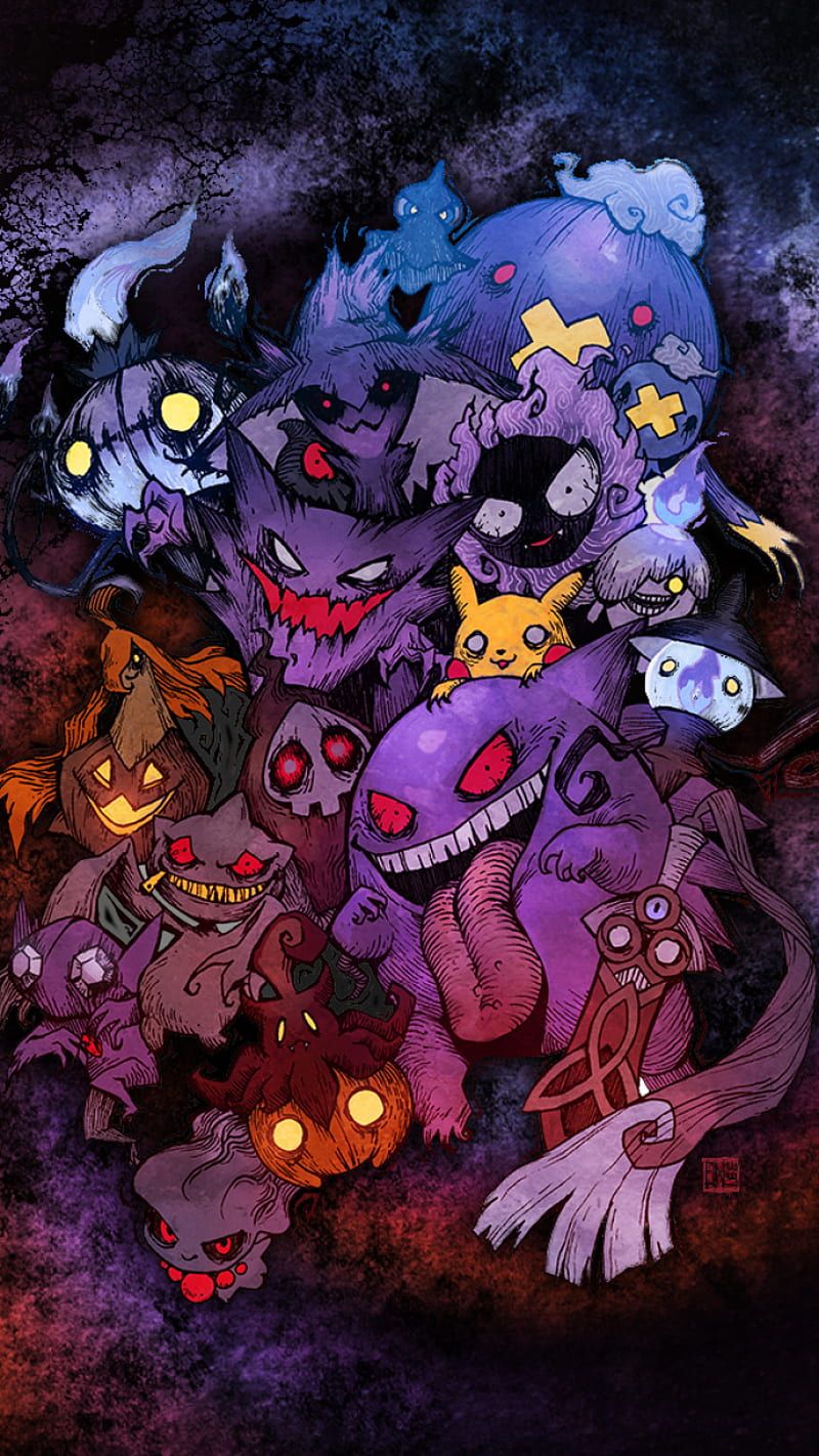 800x1422 Ghost Type Pokemon, chandelure, gengar, HD phone wallpaper