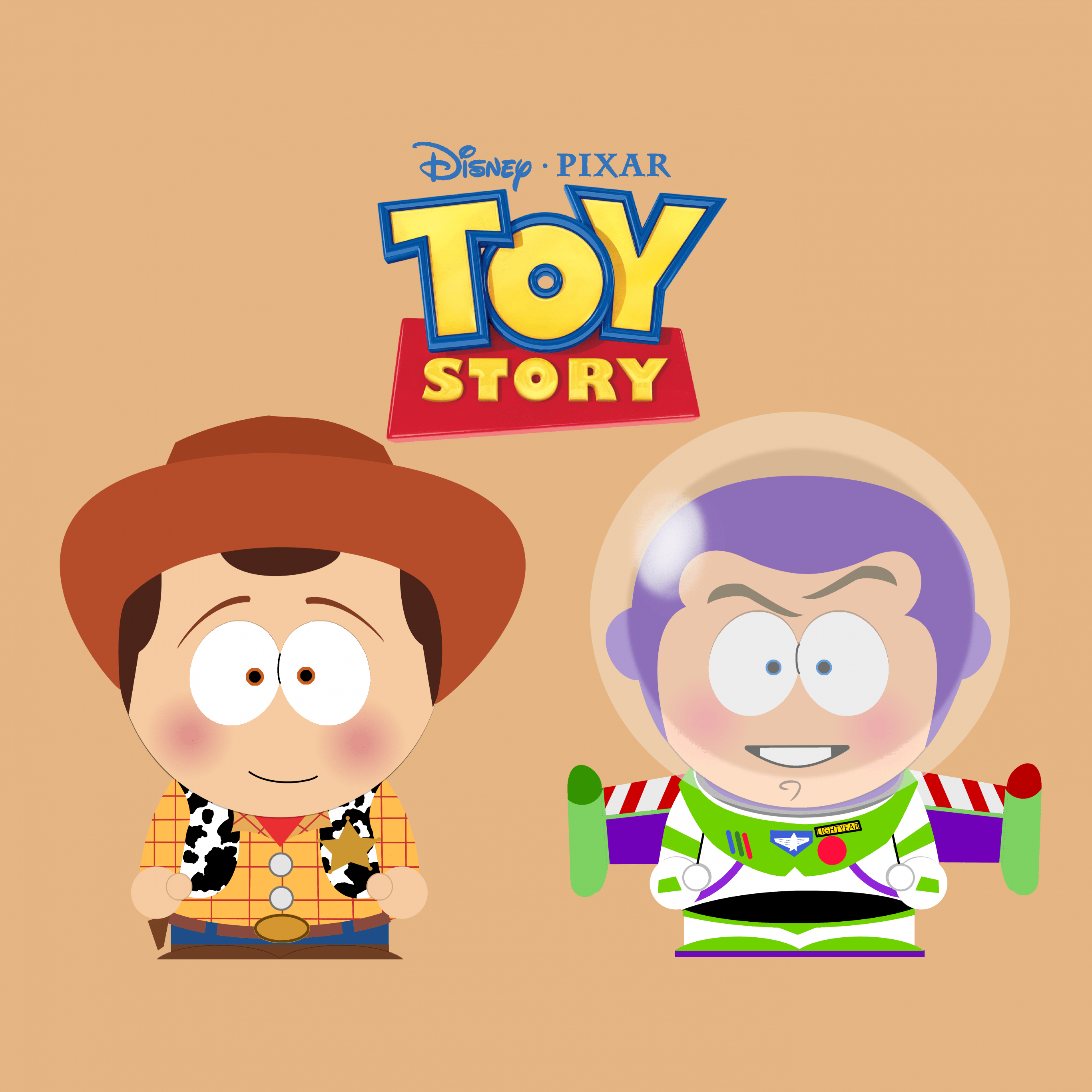 2732x2732 South Park style Wallpaper 4K, Toy Story, Woody, Buzz Lightyear