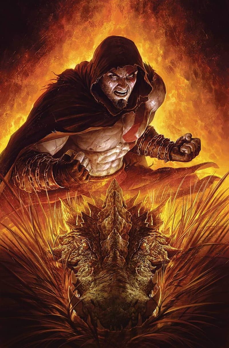 800x1213 HD kratos and dragon wallpaper