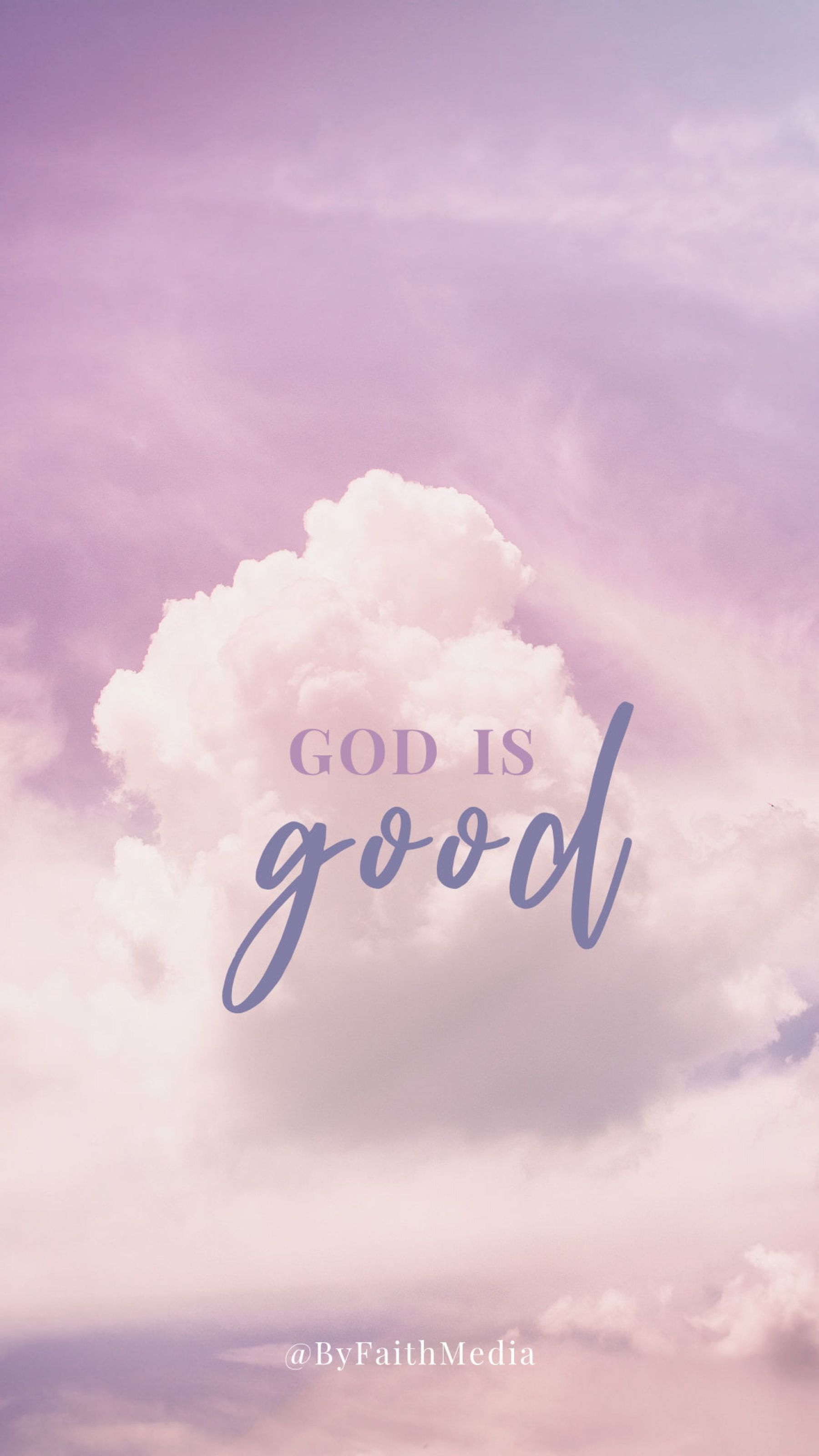 1800x3200 God Is Good Christian Purple Clouds