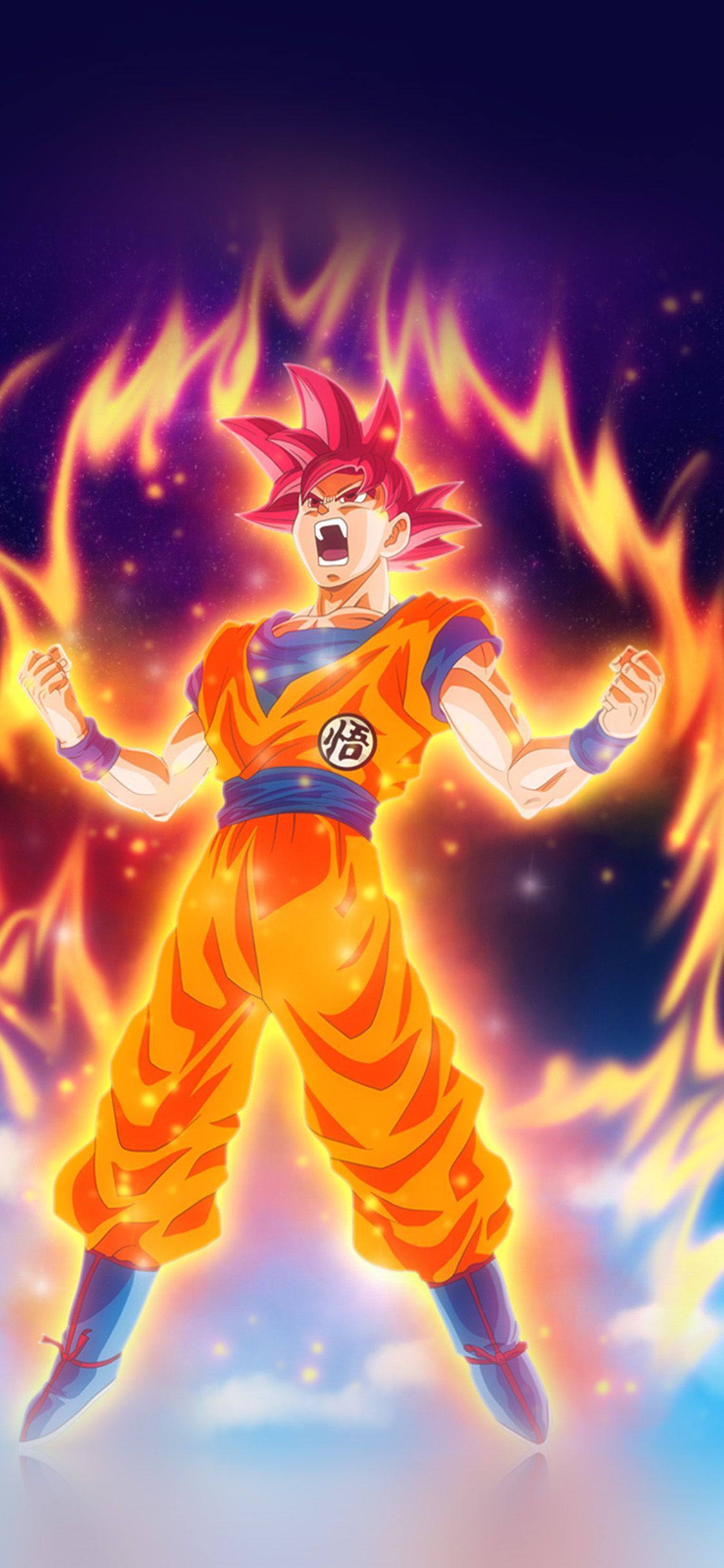 1125x2436 iPhone X wallpaper. dragon ball fire art illustration hero anime