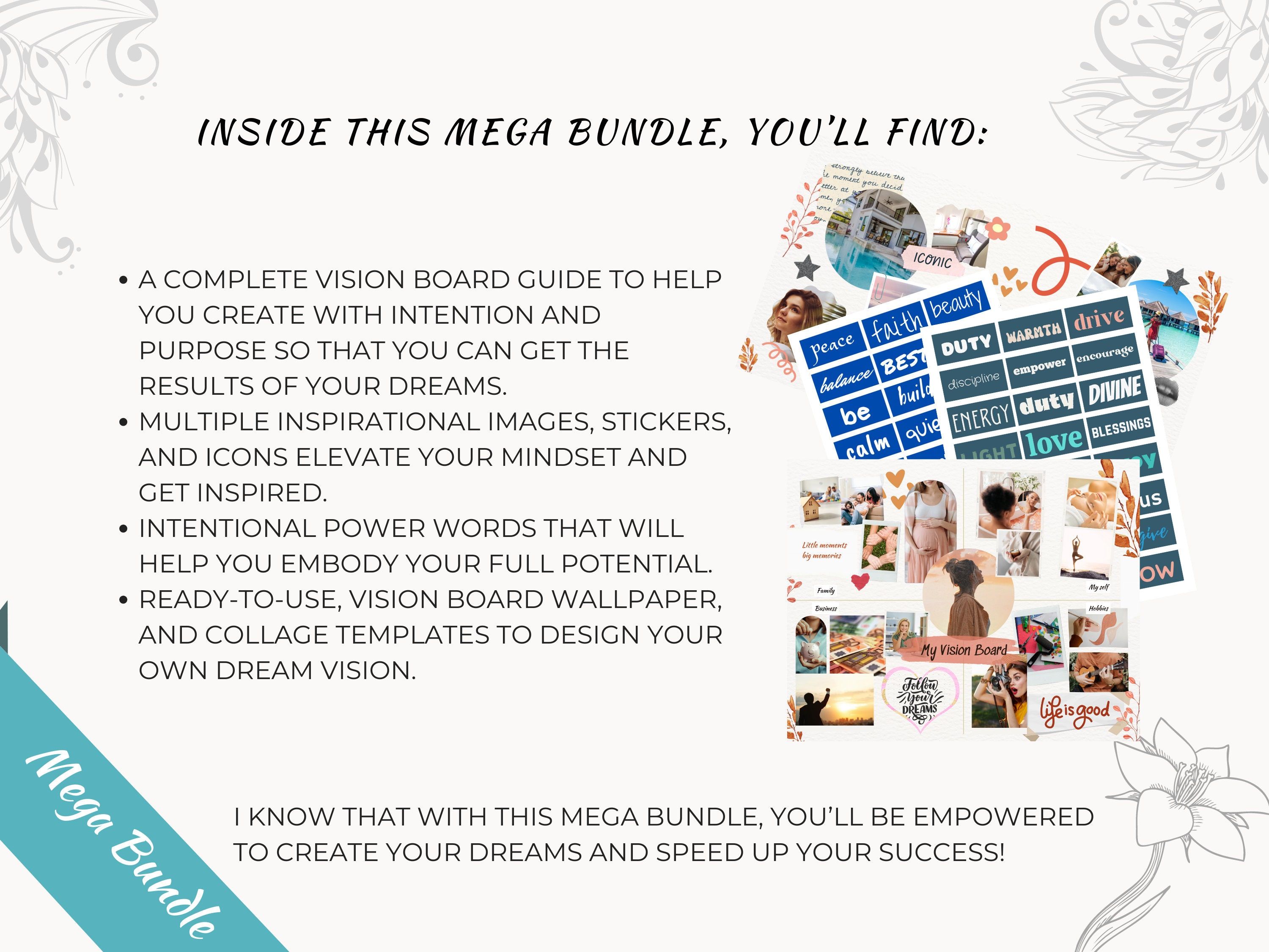3000x2250 Vision Board Mega Bundle: Canva Template Kit (printable)