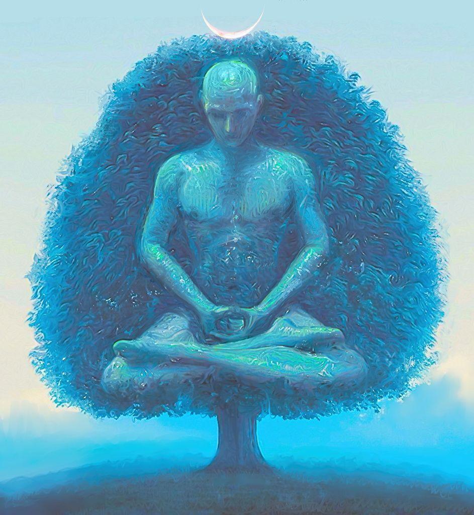 943x1024 Wallpaper Lotus position Men Yoga Lotus, Meditation Fantasy Trees