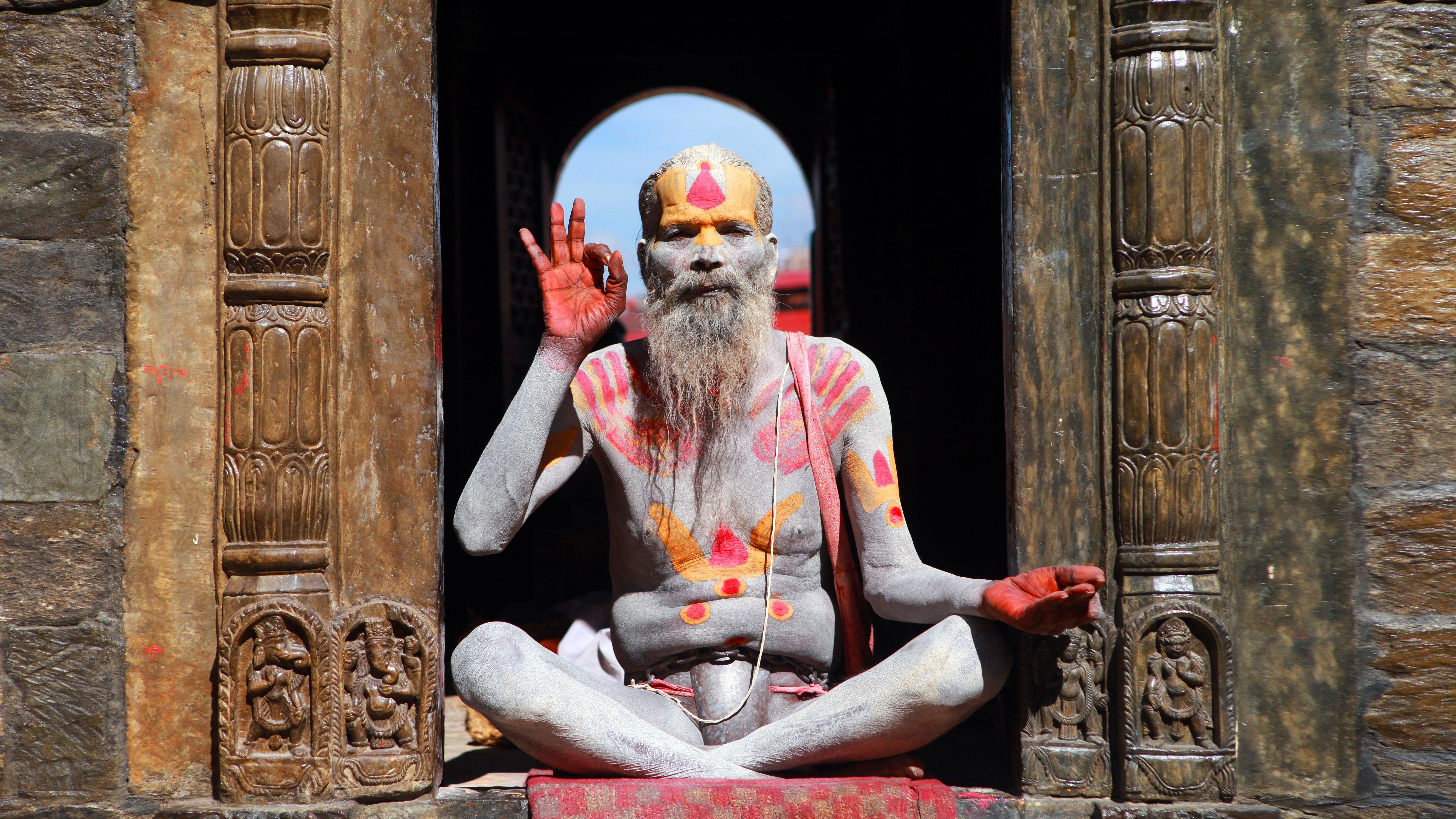 6434x3619 6434x3619 #person, #face, #painted body, #nepal, #culture