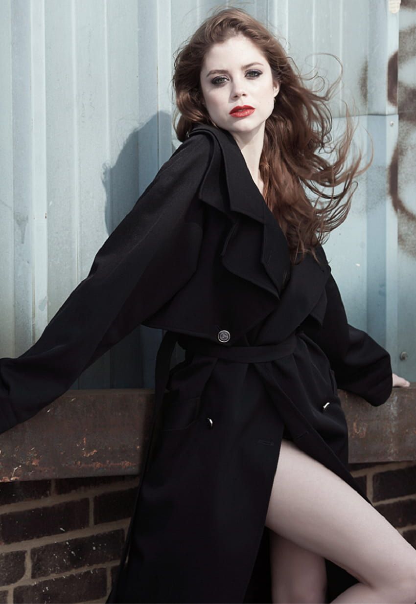 850x1235 Charlotte Hope Women Actress Brunette Black Coat Coats HD phone wallpaper