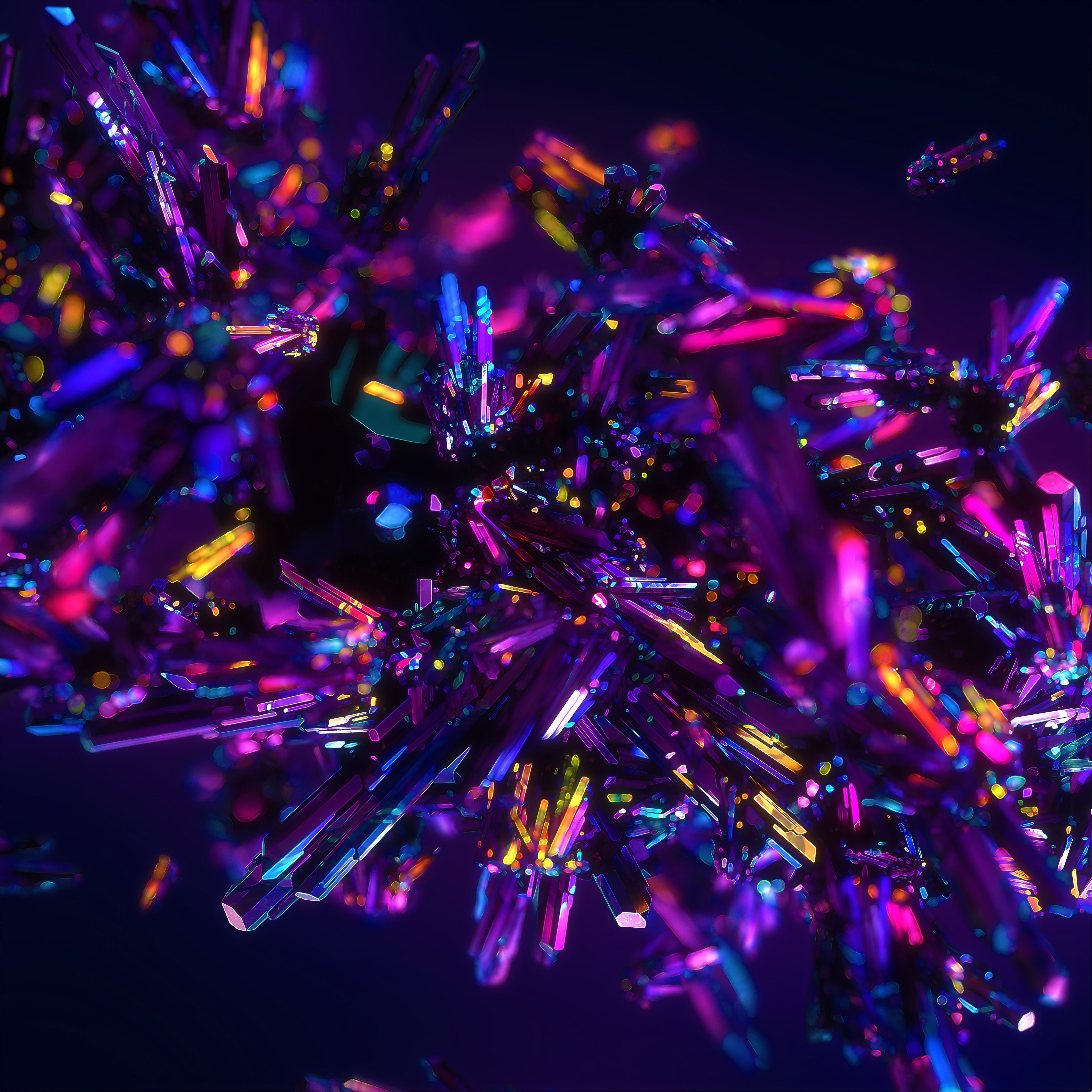 3840x3840 4k Rainbow Crystal Wallpaper