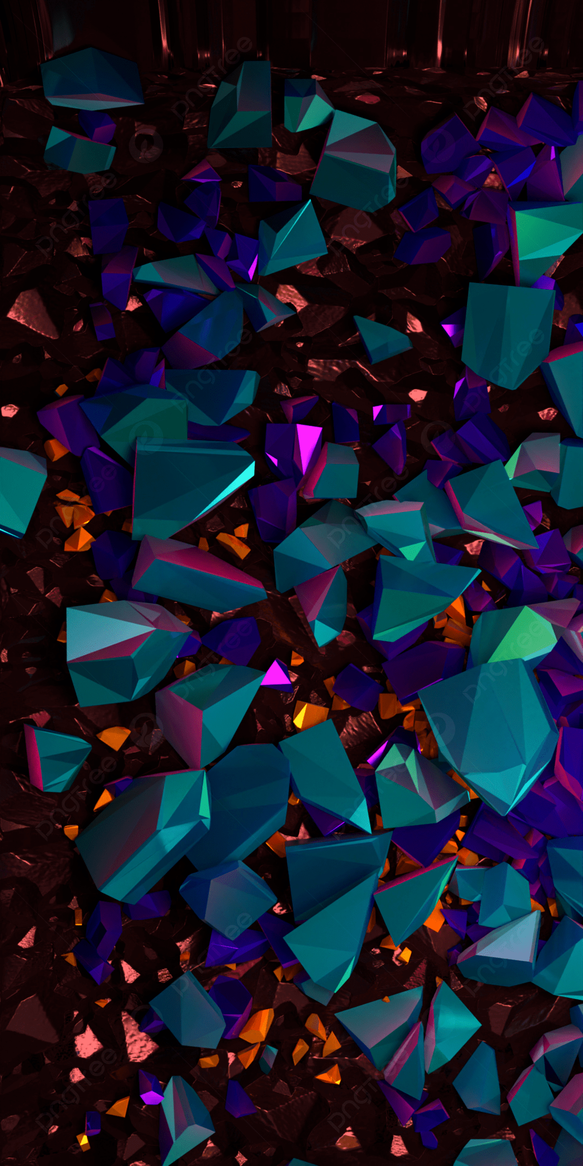 1200x2400 Crystal Abstract Wallpaper Background Blue Purple Shiny Orange Wallpaper Image For Free Download