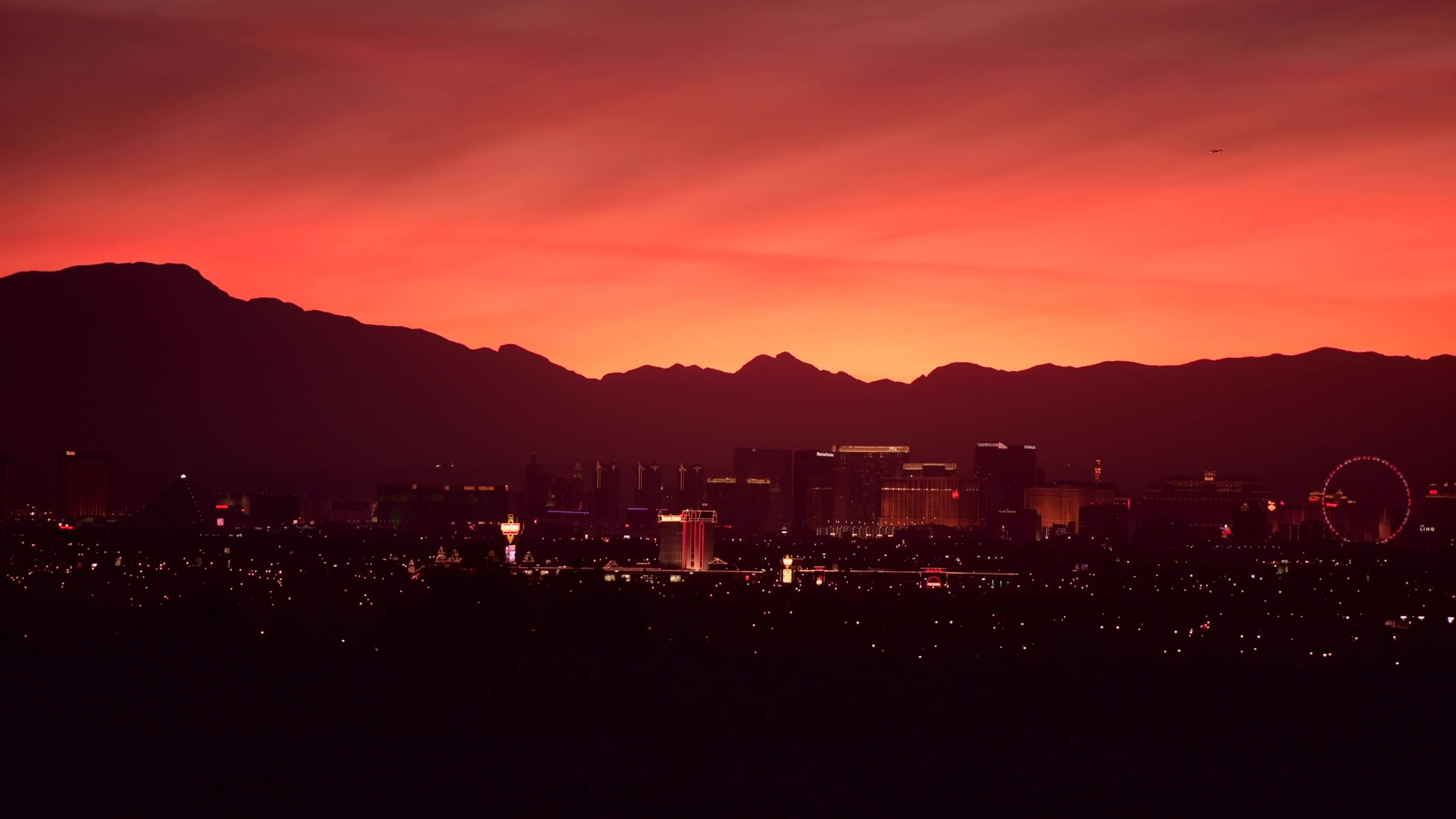 3840x2160 November 2017. City of Las Vegas Scenic Skyline Scenic Sunset. Nevada, United States of America