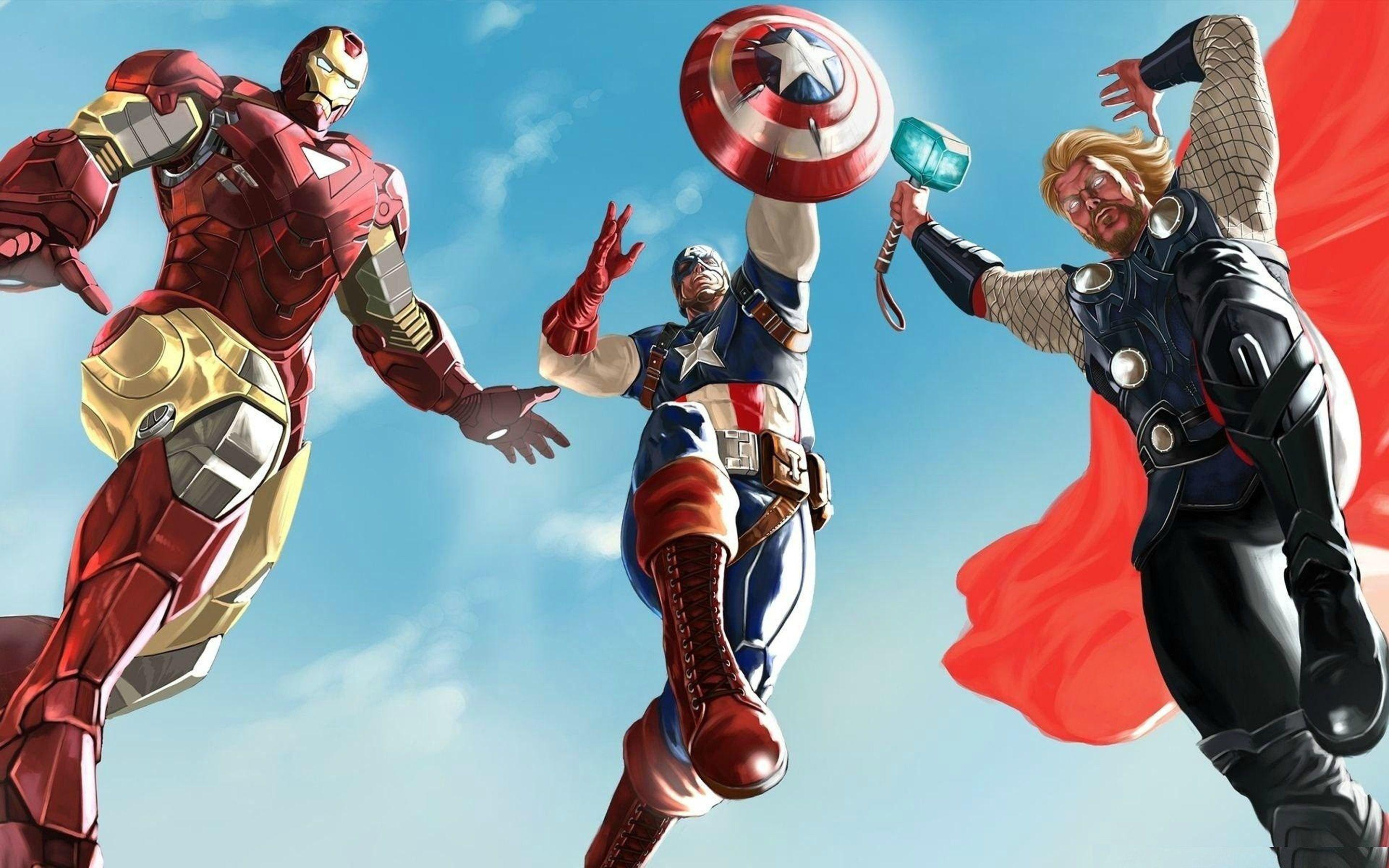 2880x1800 The Avengers Iron Man Captain America And Thor Desktop Wallpaper HD Free Download 2880x1800 :