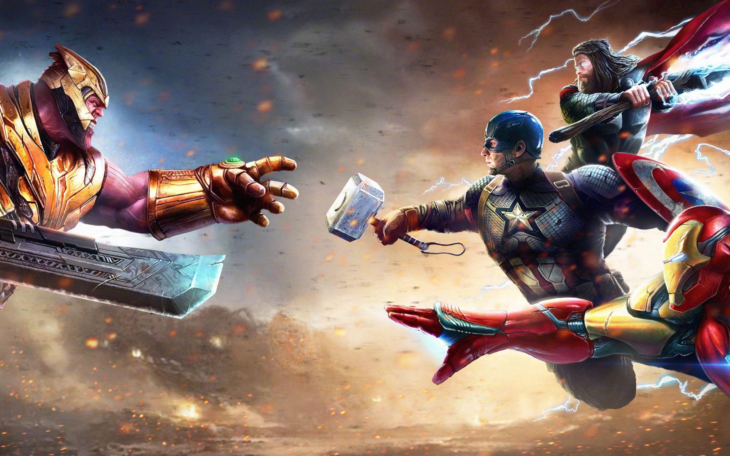 2560x1600 Captain America, Iron Man, Thanos, Thor Wallpaper