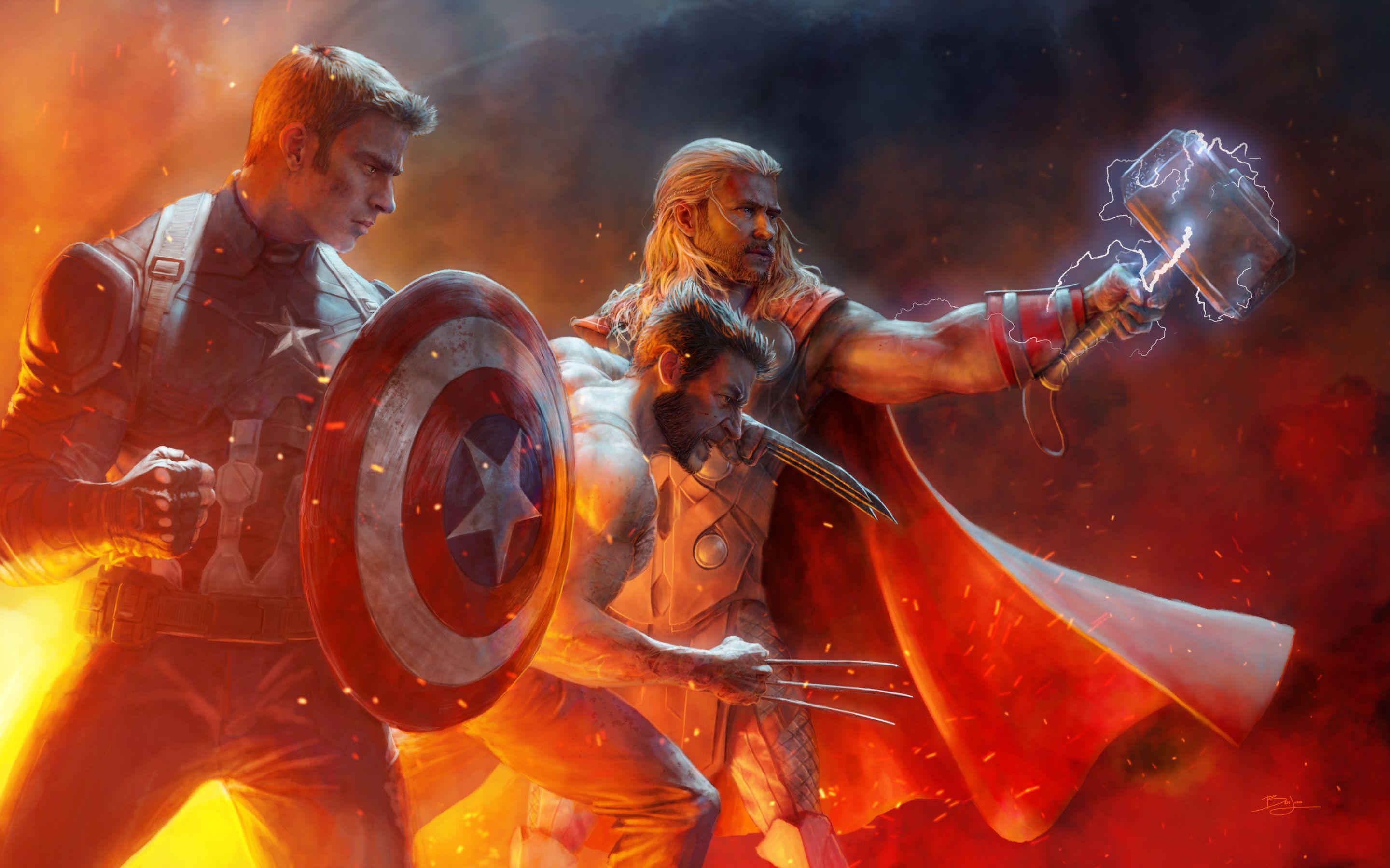 2880x1800 Captain America Wolverine Thor Macbook Pro Retina HD 4k