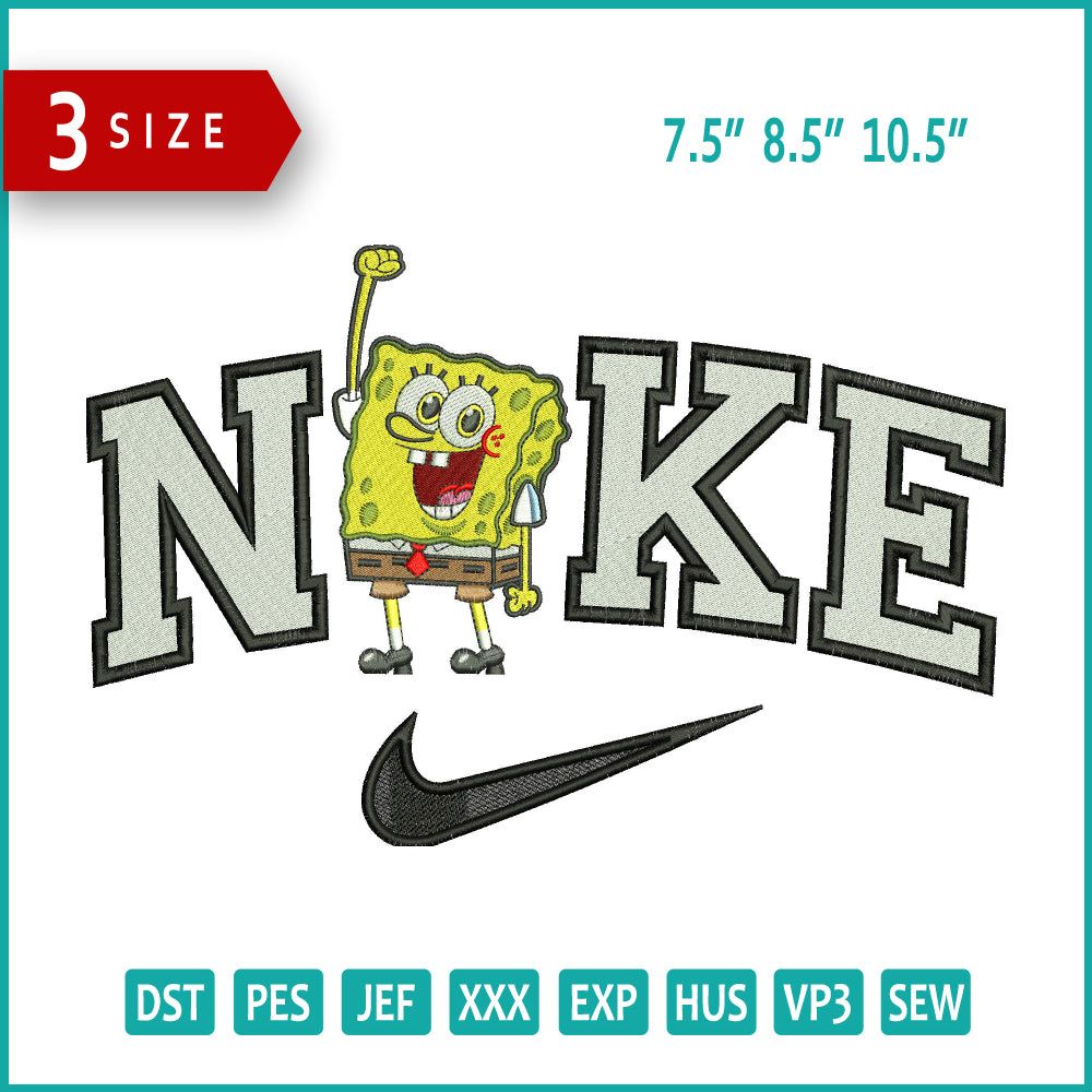 1000x1000 Nike SpongeBob Embroidery Design Files Size's