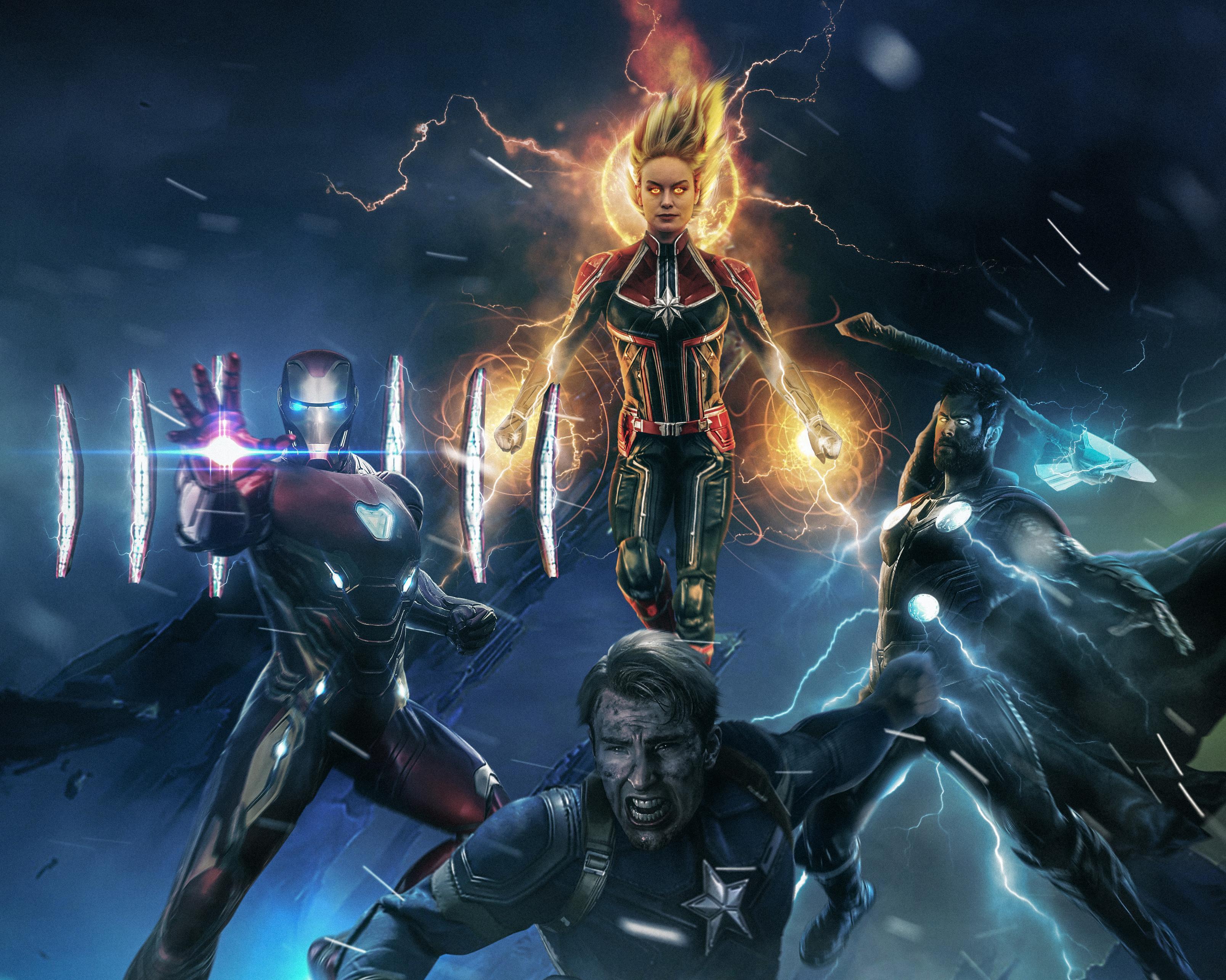 3216x2570 Captain America And Captain Marvel Wallpaper