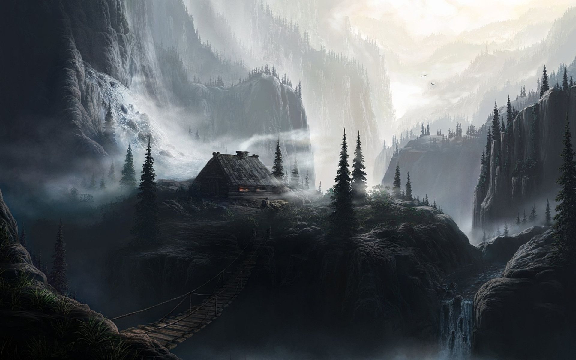 1920x1200 Fantasy Landscape Dark Best Wallpaper 111565