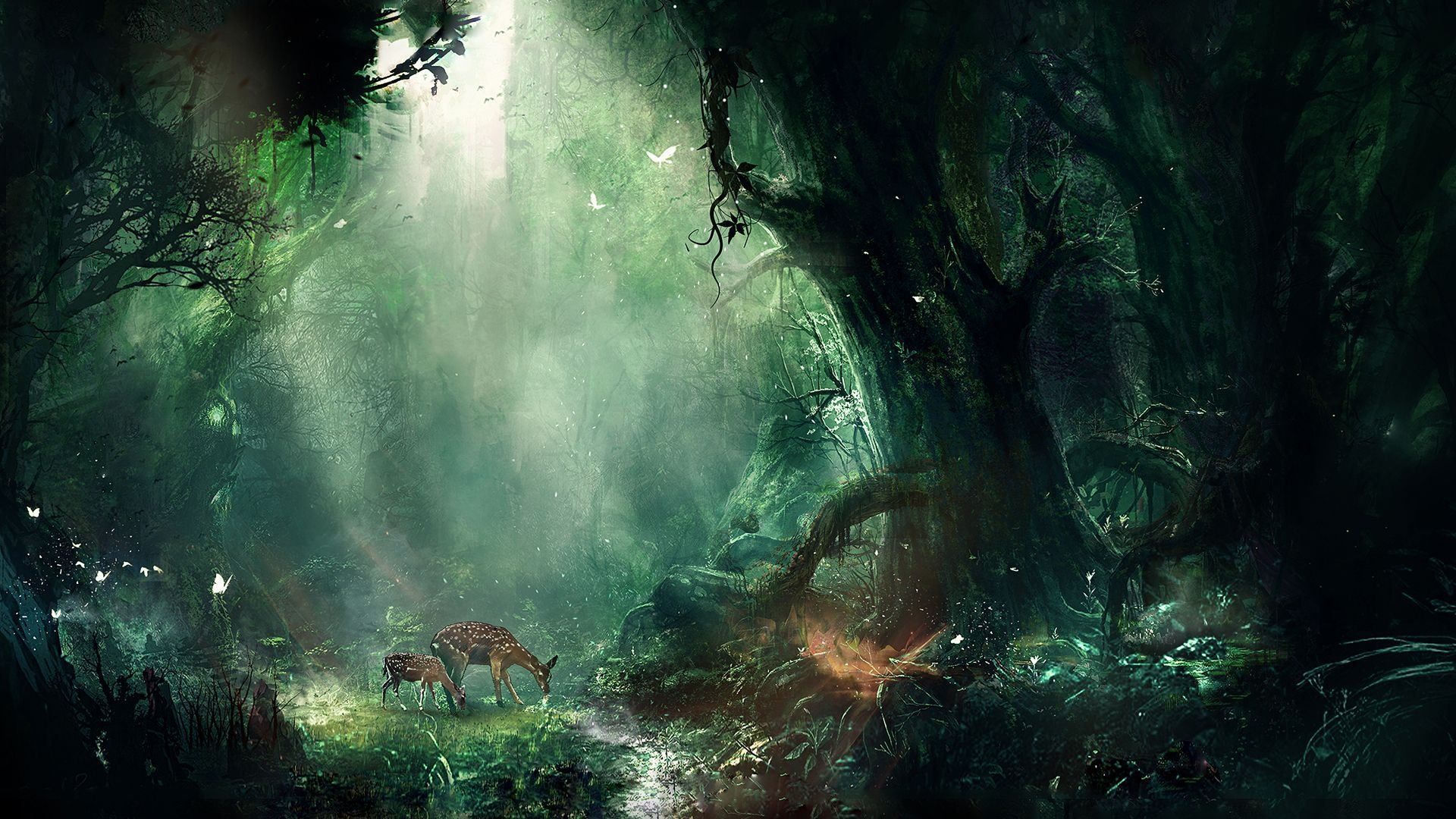 1920x1080 Fantasy Forest Dark Wallpaper HD 111371
