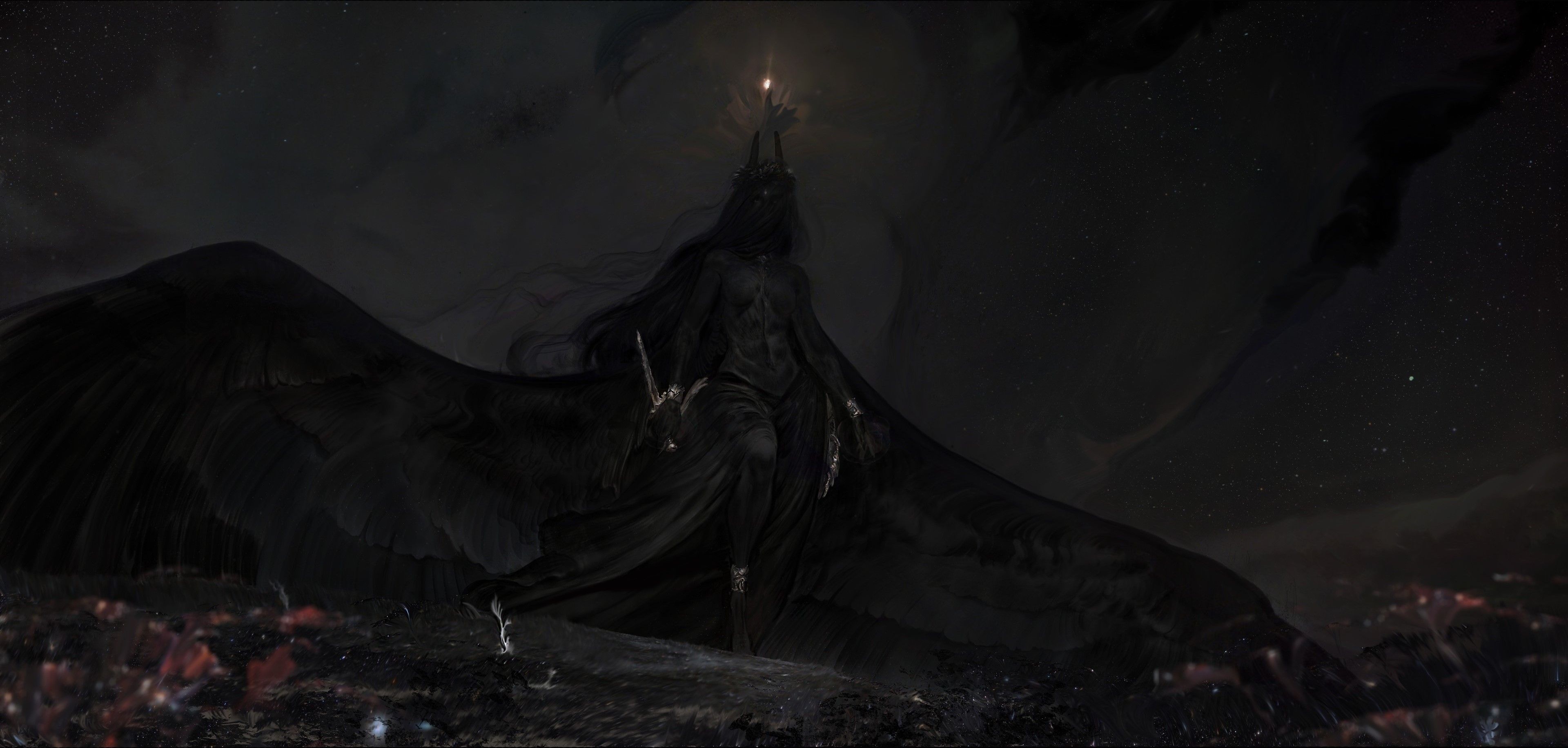 3840x1833 4K, artwork, fantasy art, dark, HD Wallpaper
