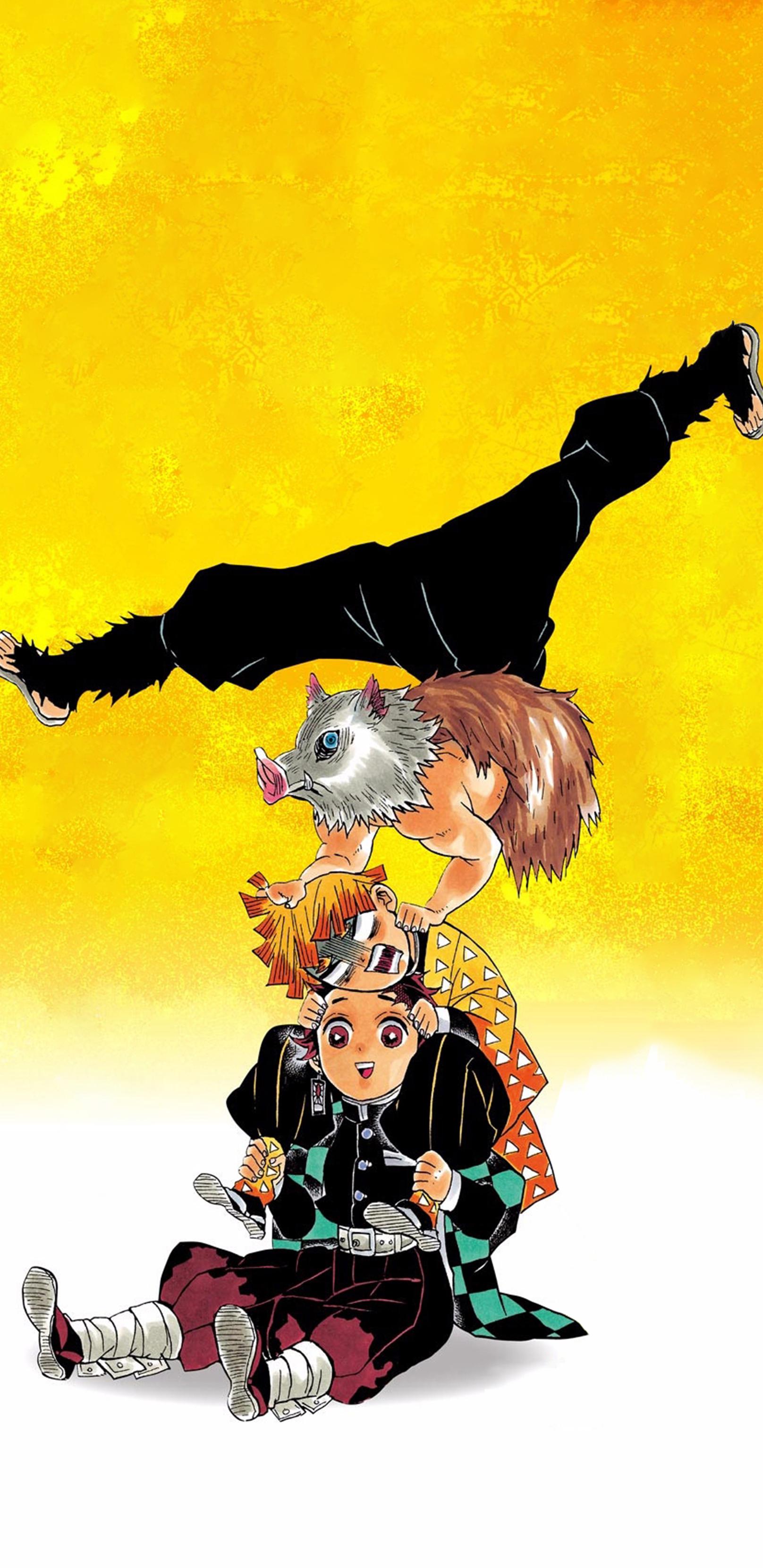 1616x3322 I tried doing a wallpaper of Tanjiro, Zenitsu and Inosuke, hopefully you guys will like it!
