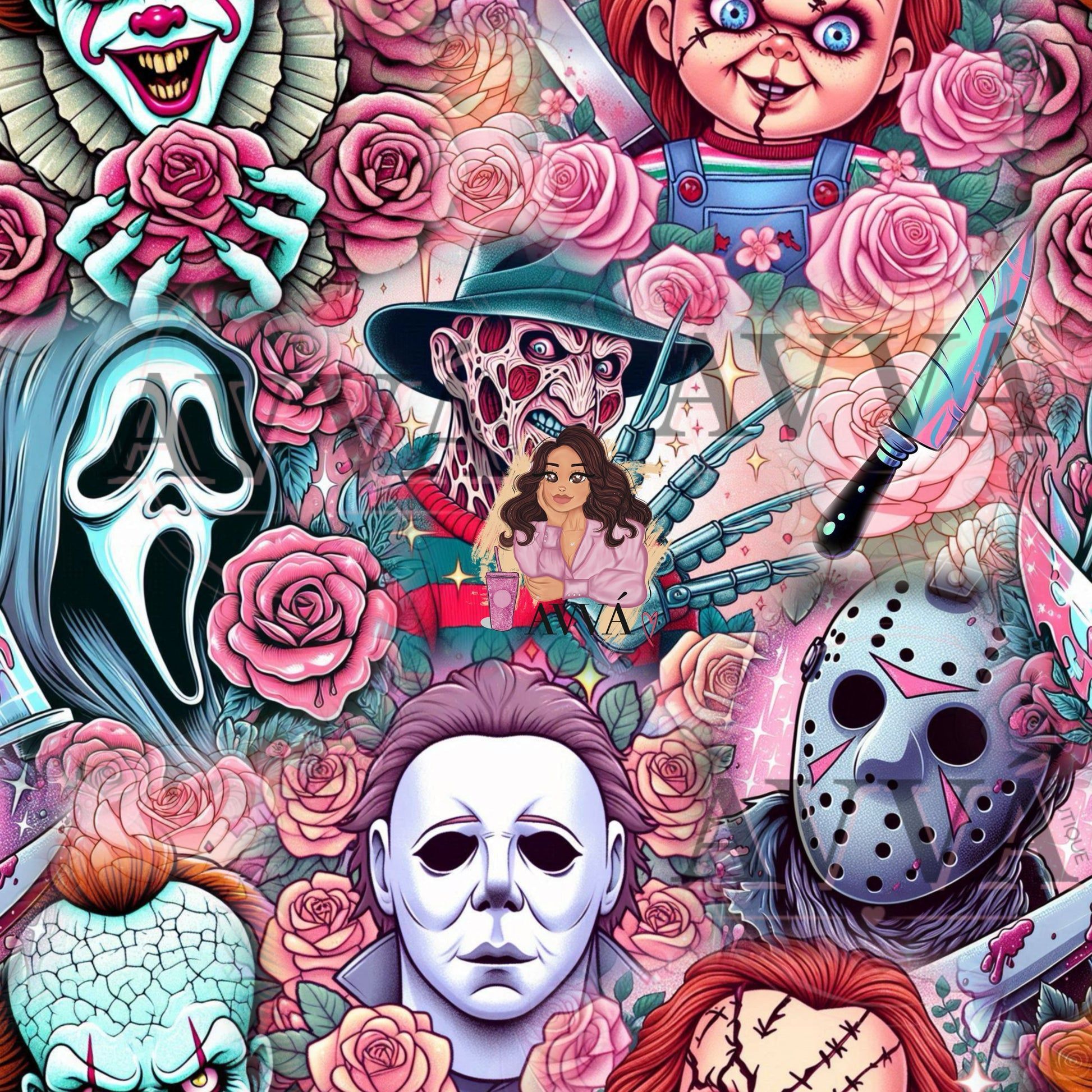 1946x1946 Floral Horror Collage + Wrap + Decal