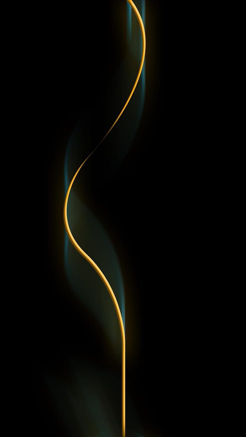 800x1422 Abstract, smoke, yellow, line, curve, black, HD phone wallpaper