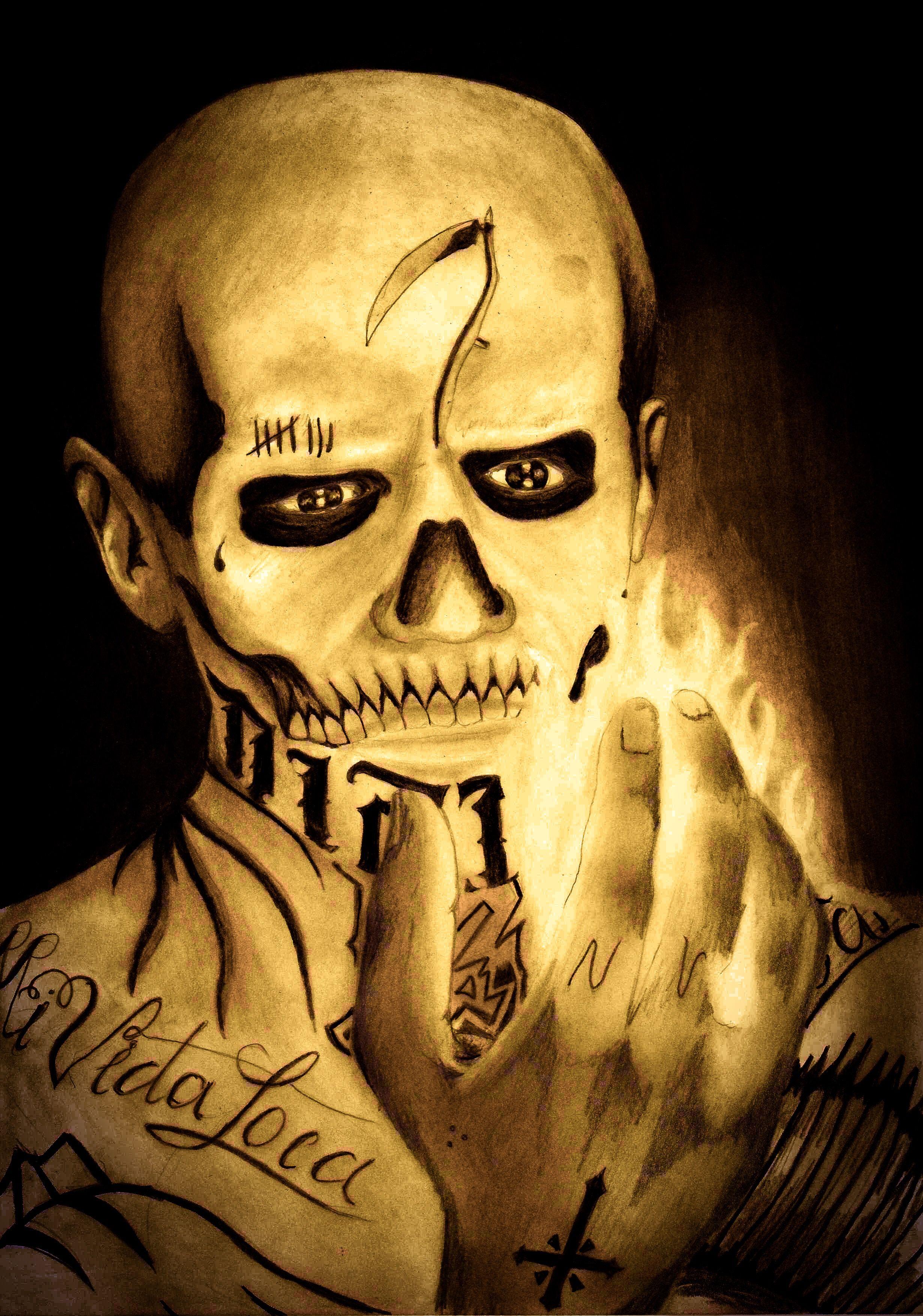 2461x3507 El Diablo Coloured and graphite pencil. Suicide squad, My arts