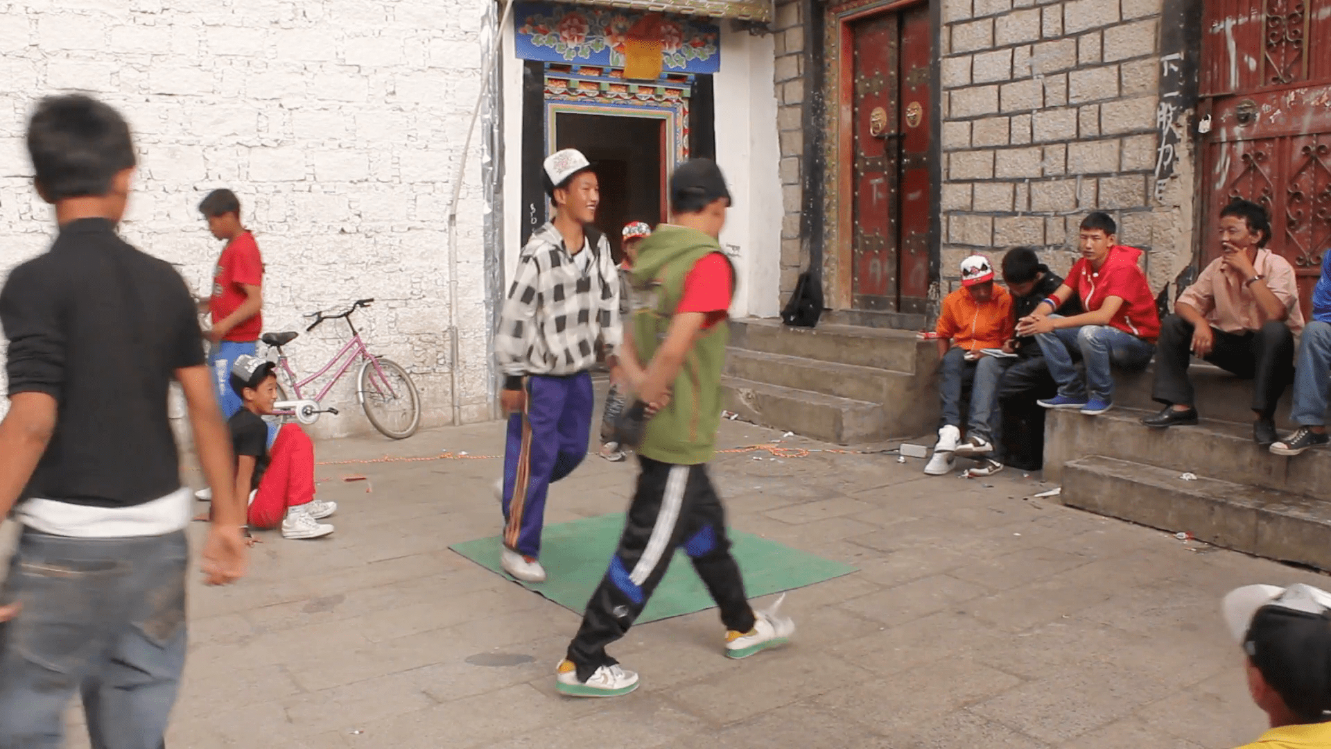 1920x1080 Tibetan Street Kids Breakdancing, Lhasa Stock Video